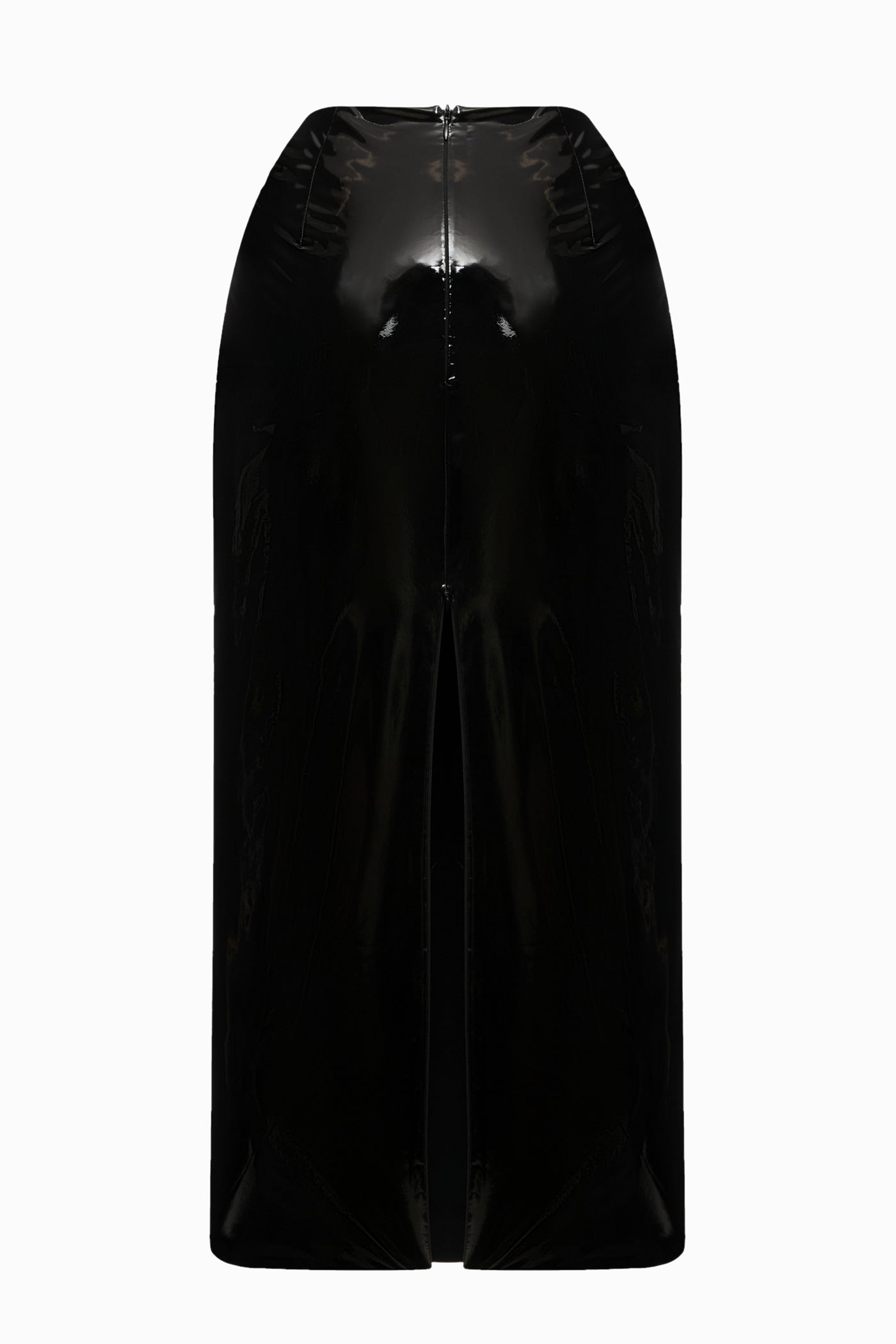 LACQUE MIDI SKIRT BLACK