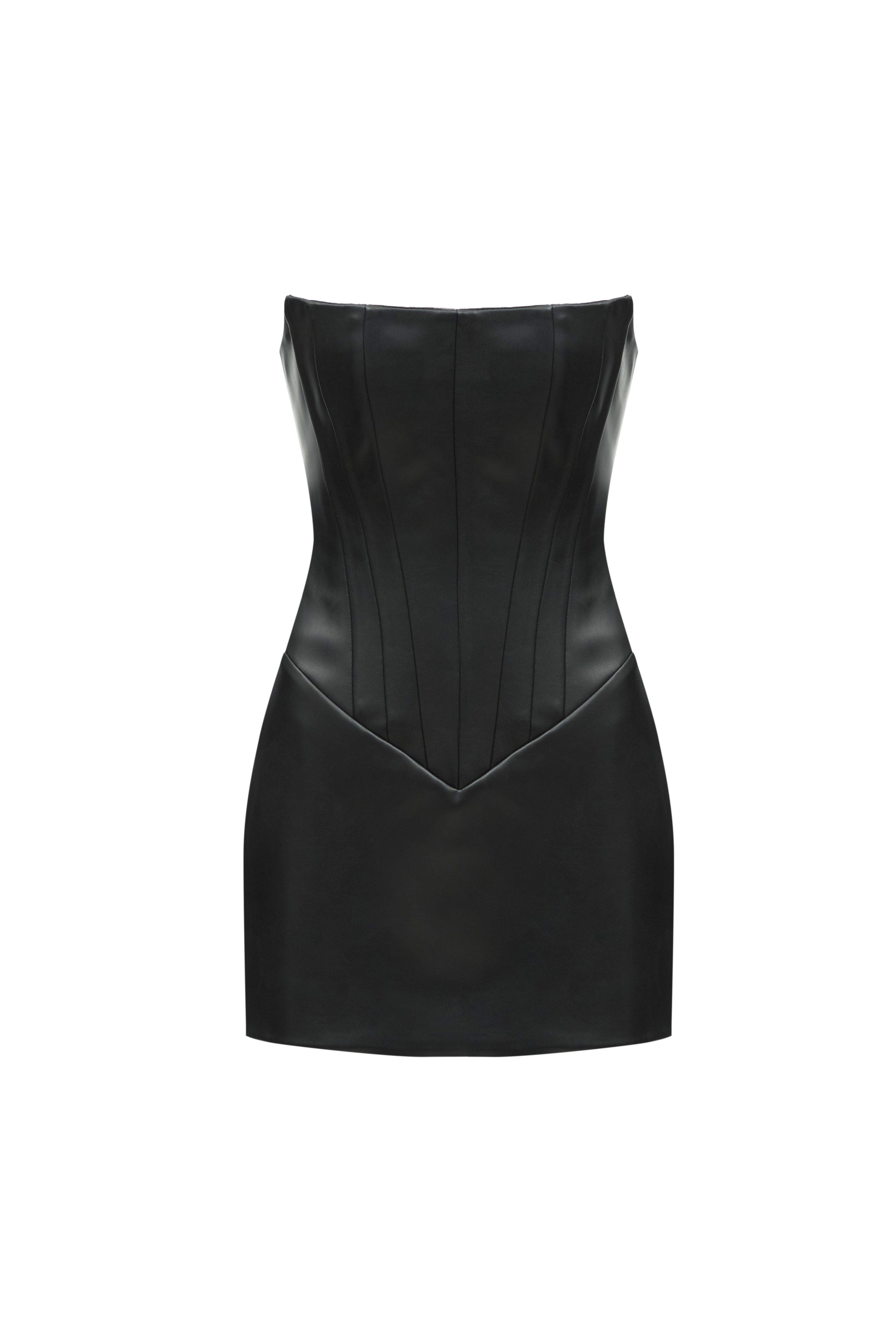 TWO SIDED TIBI LEATHER DRESS BLACK