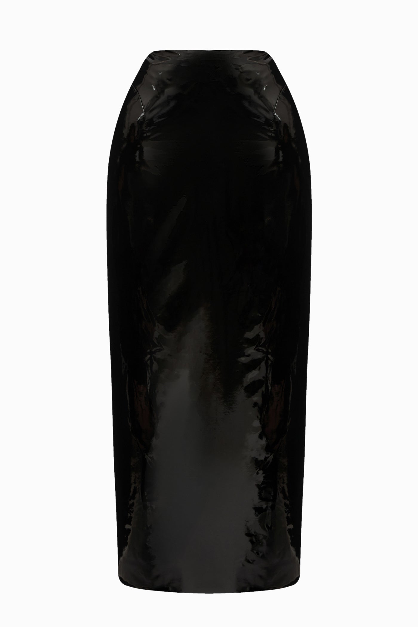 LACQUE MIDI SKIRT BLACK