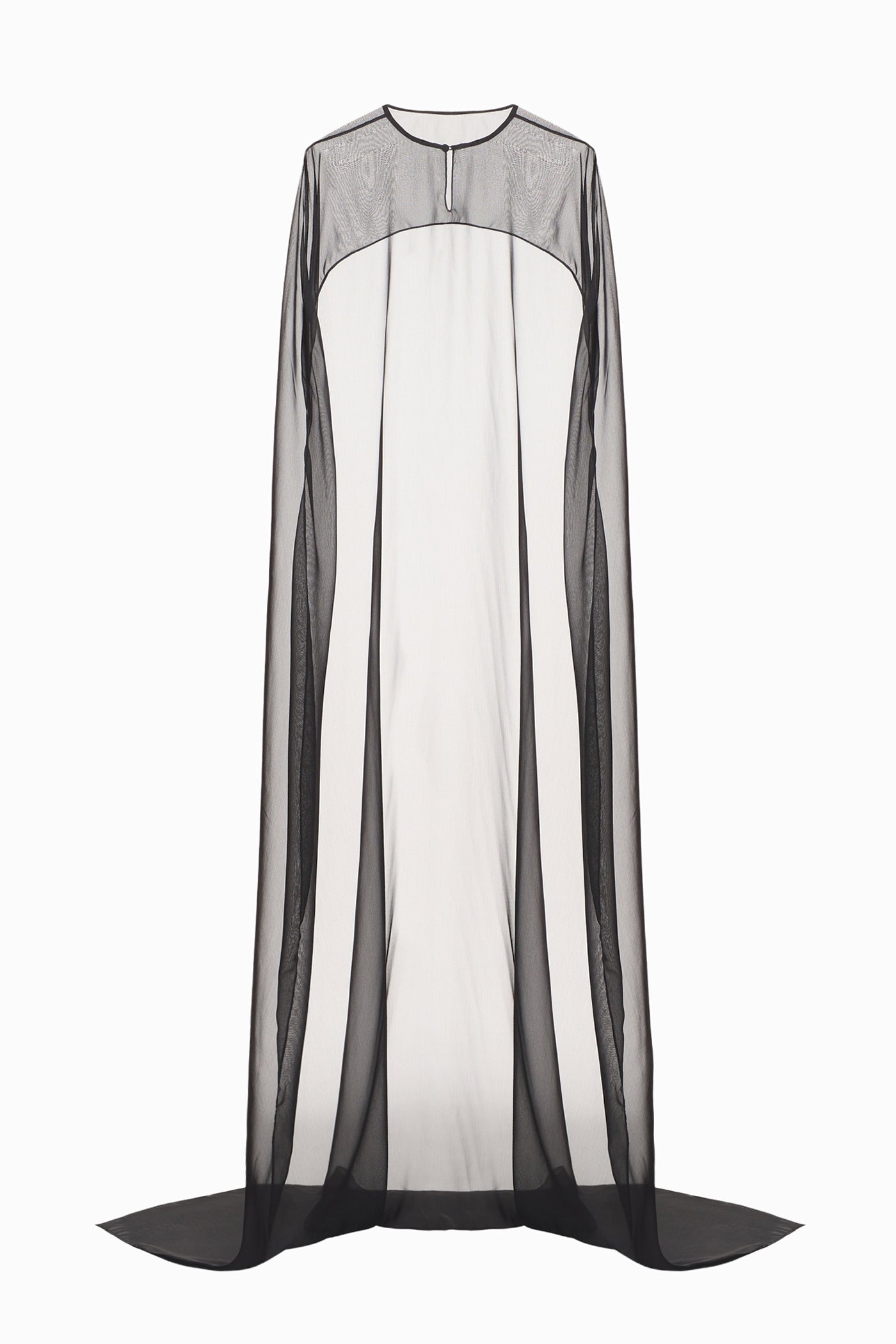 CHIFFON LONG CAPE BLACK