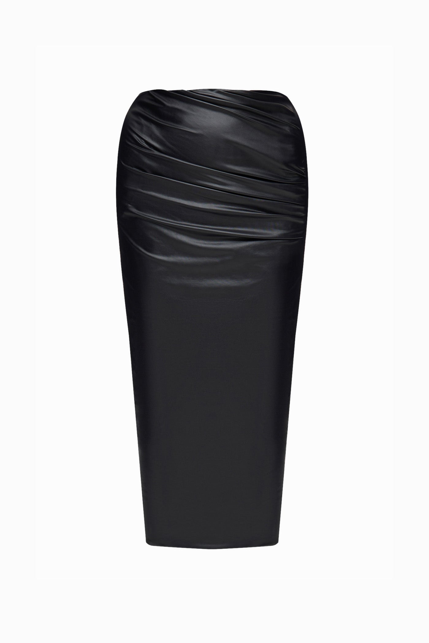 LEATHER MIDI SKIRT BLACK