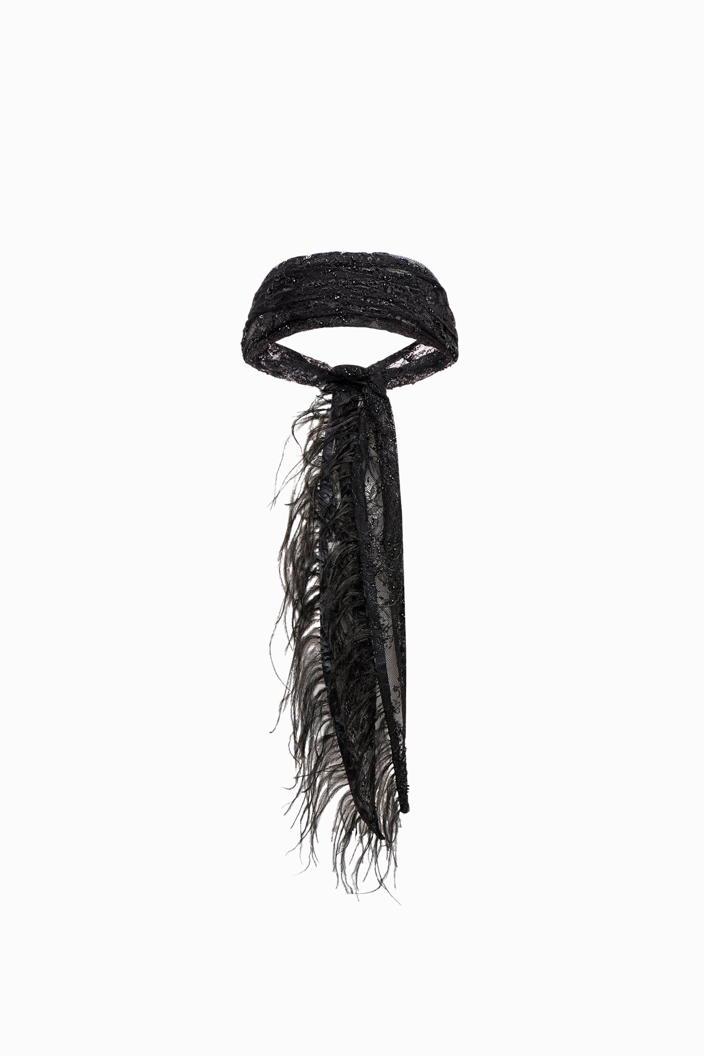 FEATHERED LACE BAND BLACK