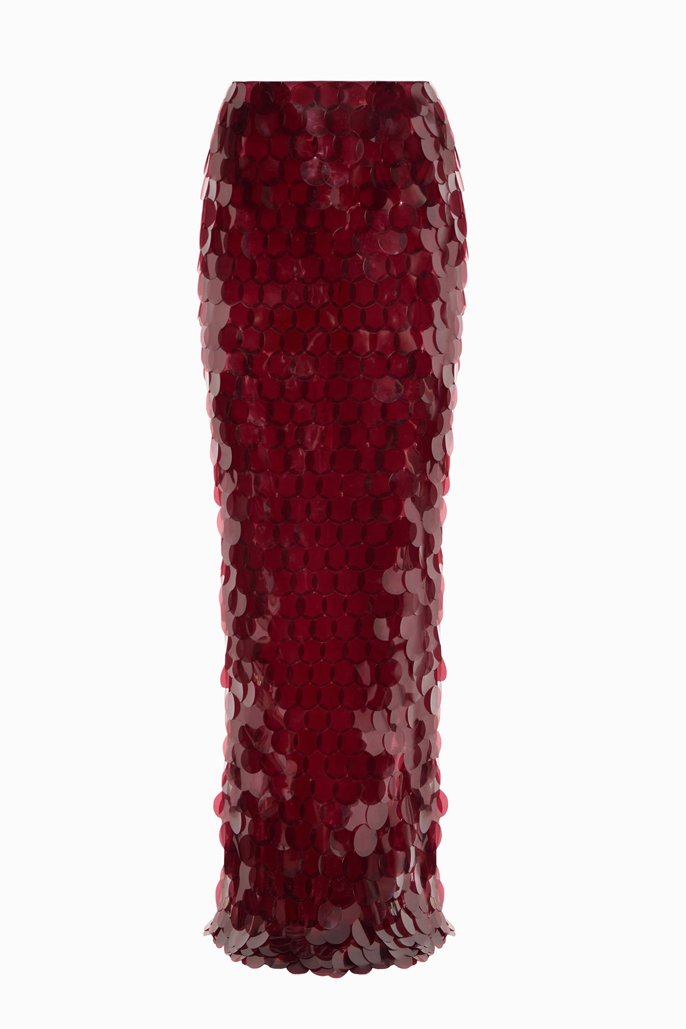 SEQUINED MAXI SKIRT BURGUNDY
