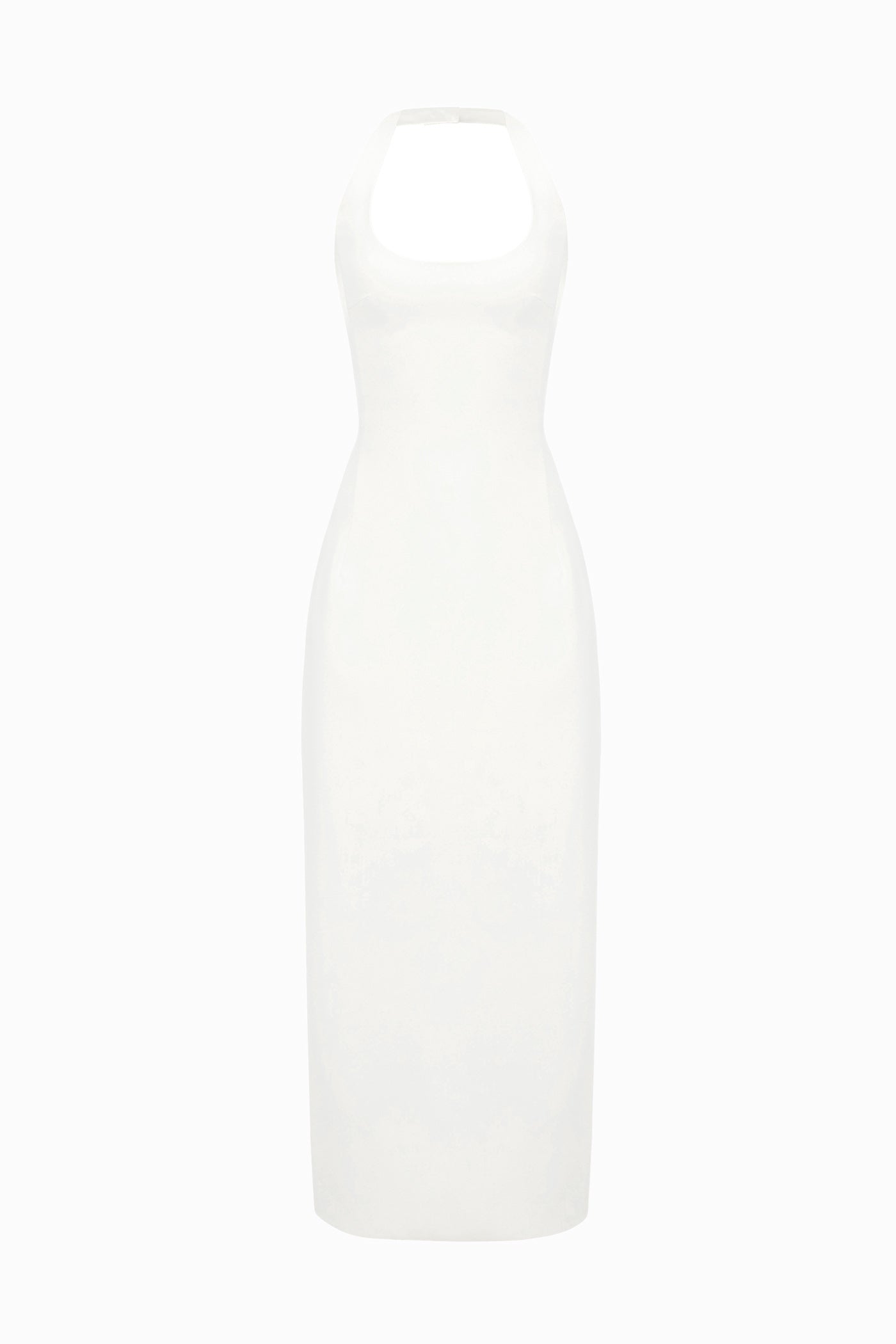 HALTERNECK MATT SILK MIDI DRESS MILK