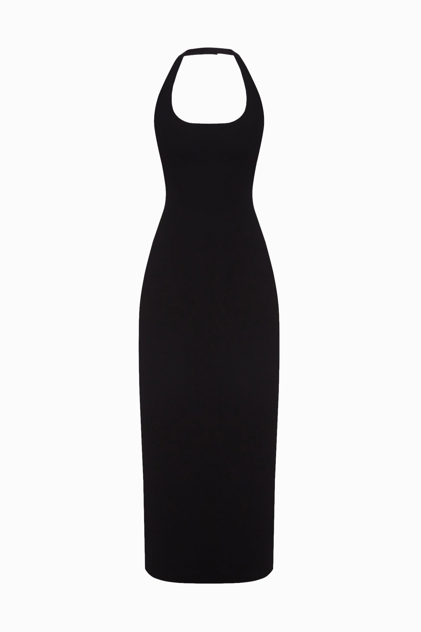 HALTERNECK MATT SILK MIDI DRESS BLACK