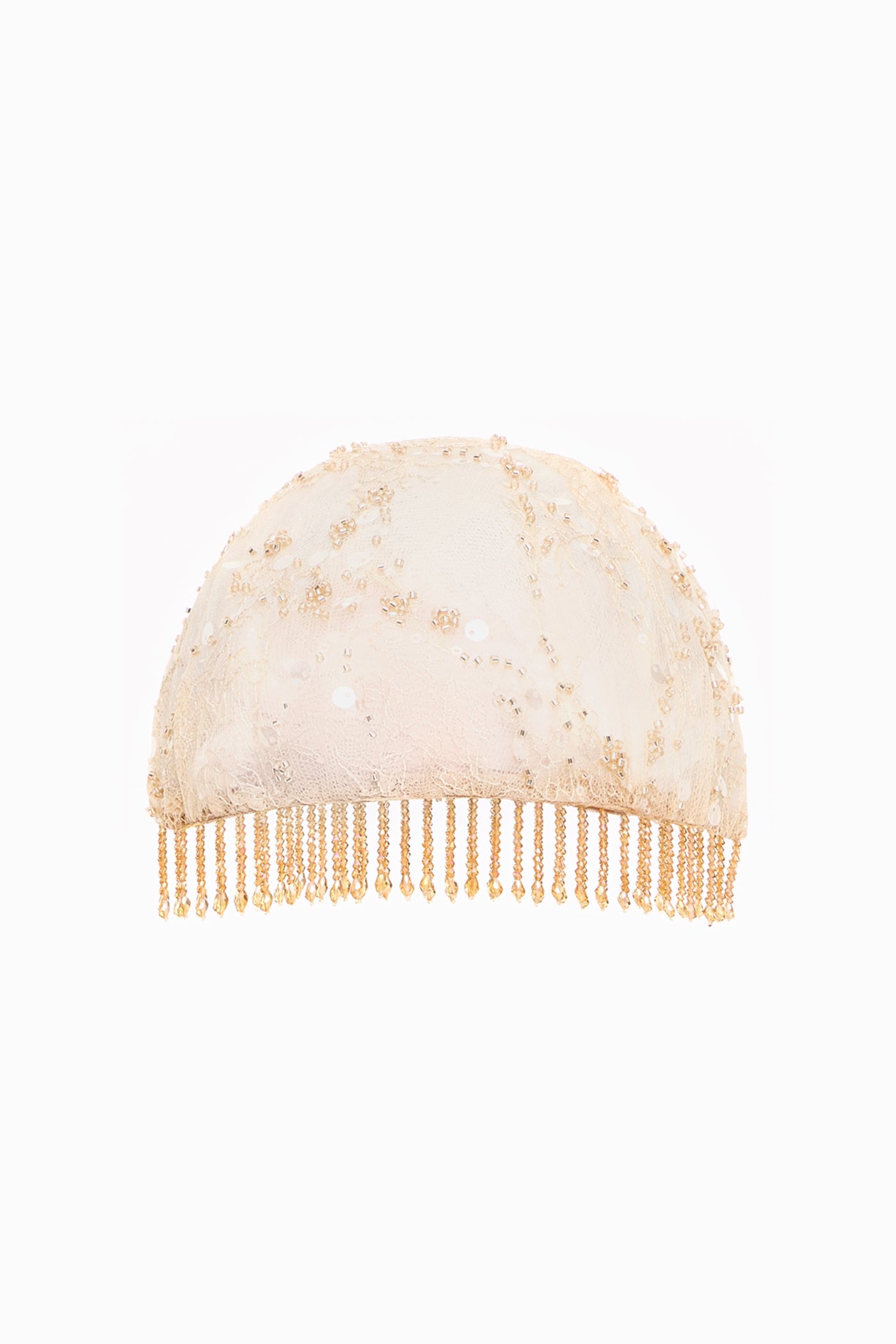 SEQUINED LACE HAT BEIGE