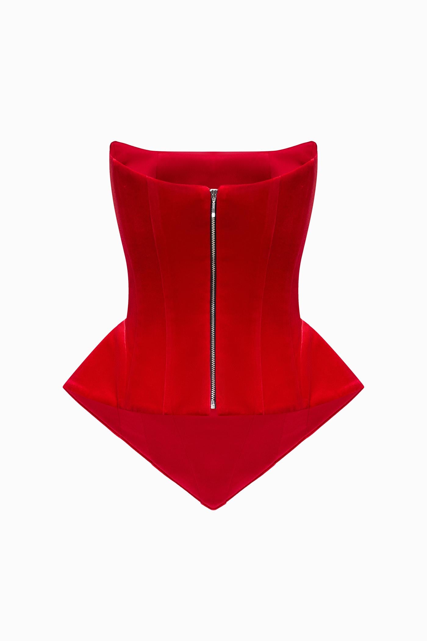 EVA VELVET CORSET IN RED