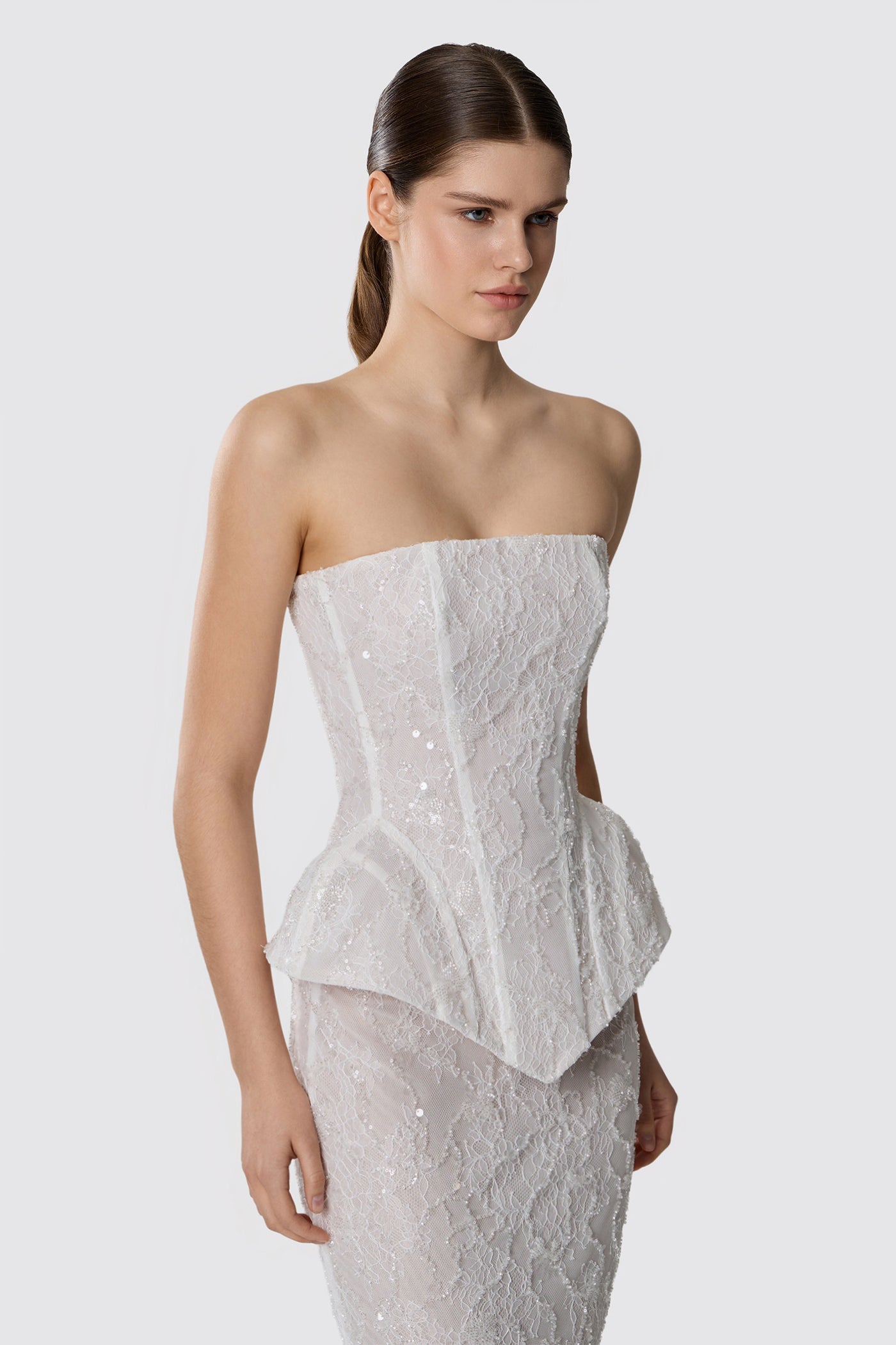 KAT SEQUINED LACE CORSET
