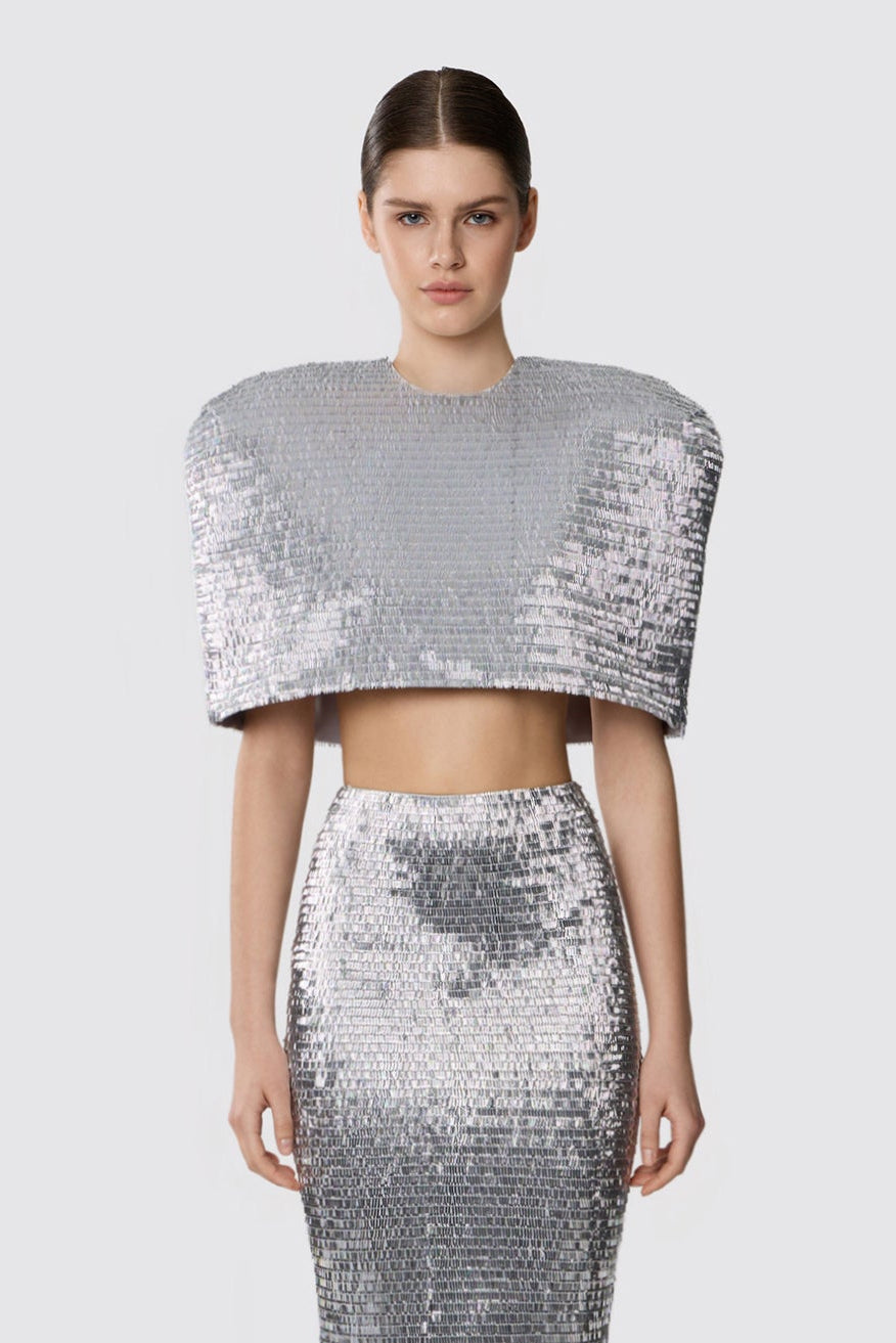 SEQUIN CAPE SILVER