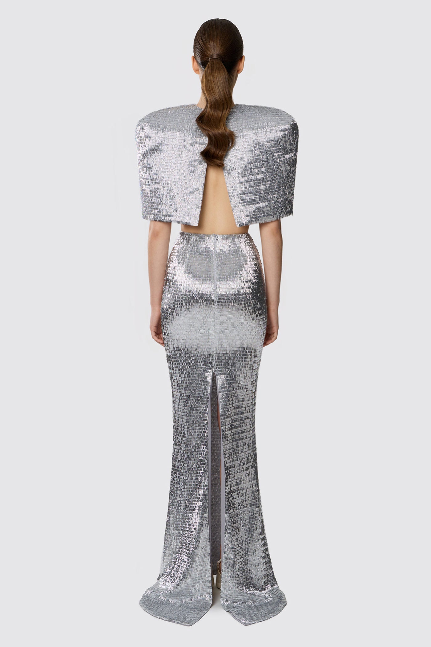 SEQUIN MAXI SKIRT SILVER