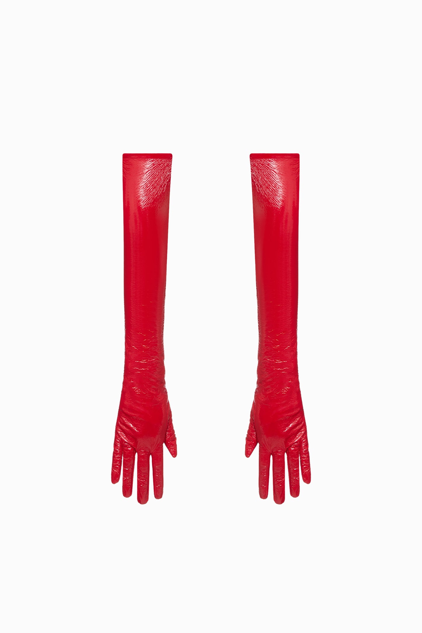 MEDIUM LACQUERED GLOVES IN RED