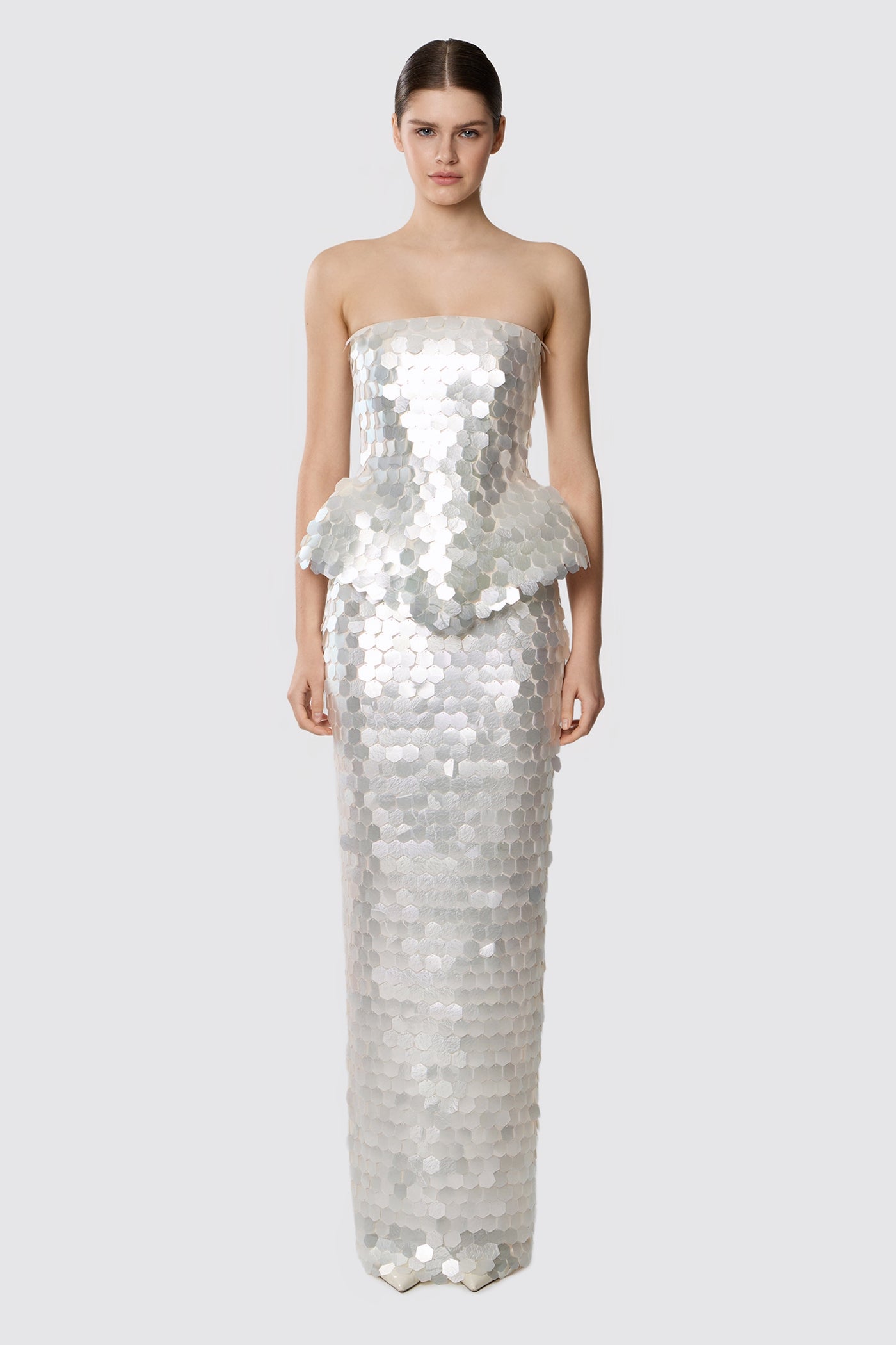 SEQUINED MAXI SKIRT WHITE