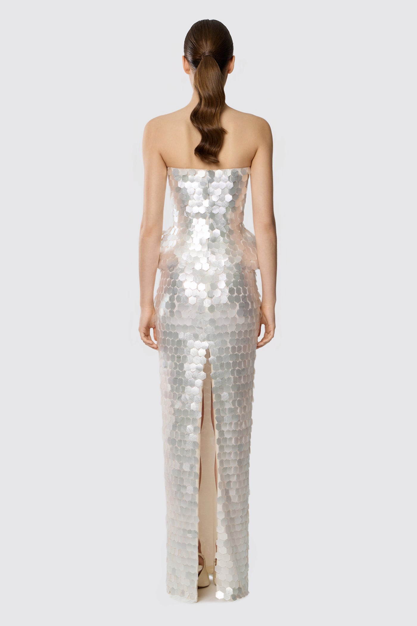 SEQUINED MAXI SKIRT WHITE