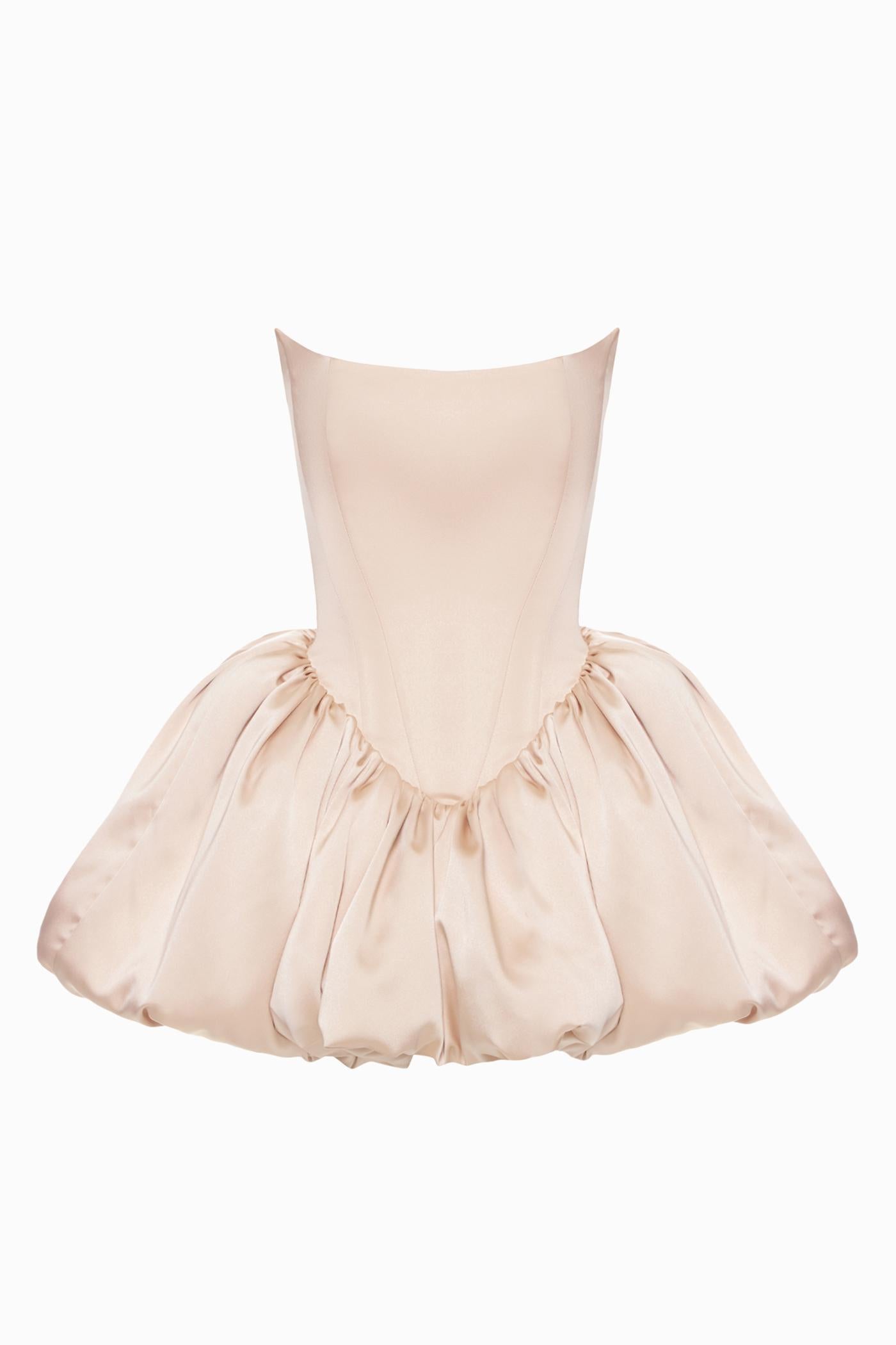 REBECCA TRANSFORMER SILK CORSET TOP-TO-DRESS BEIGE