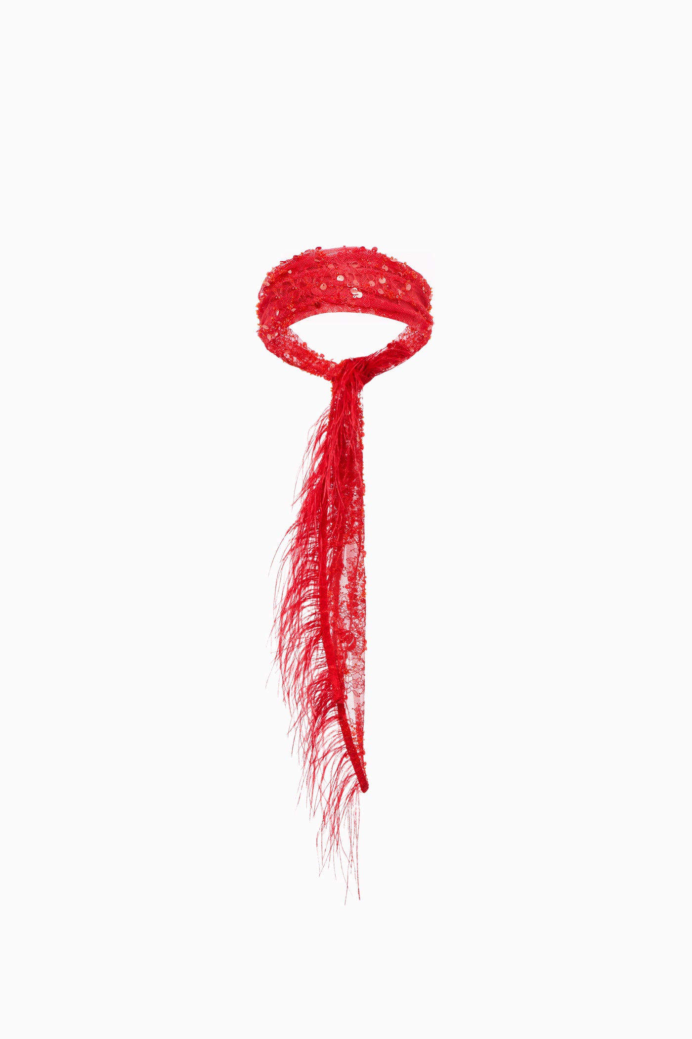 FEATHERED LACE BAND RED