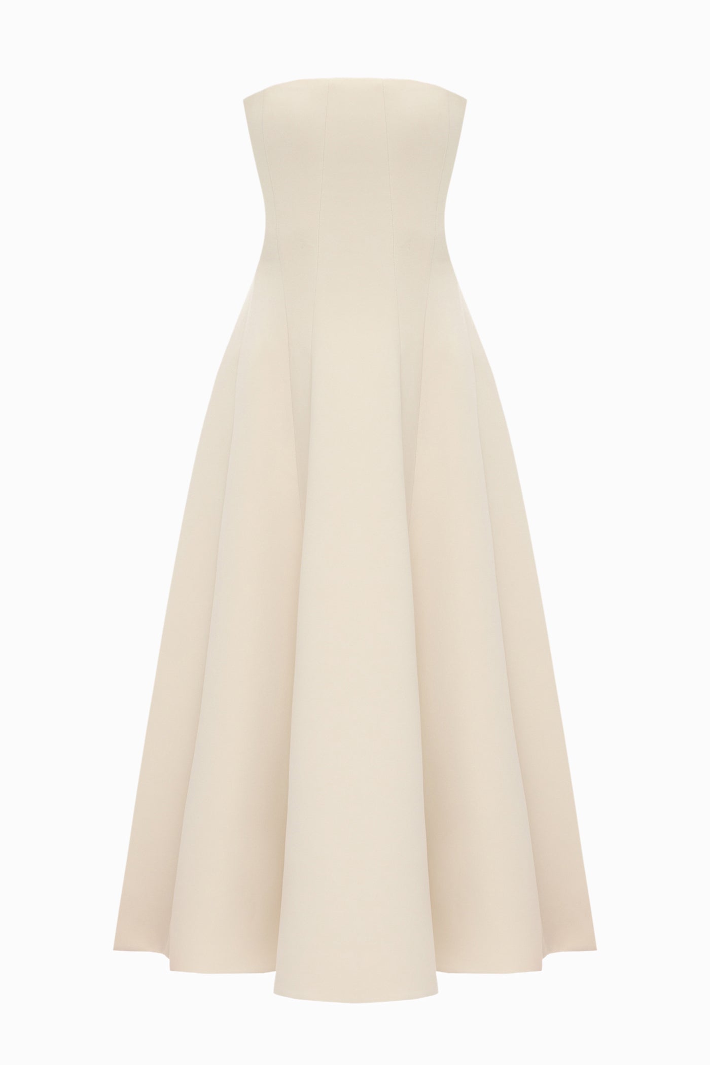 CORSET MIDI DRESS WITH POCKETS BEIGE
