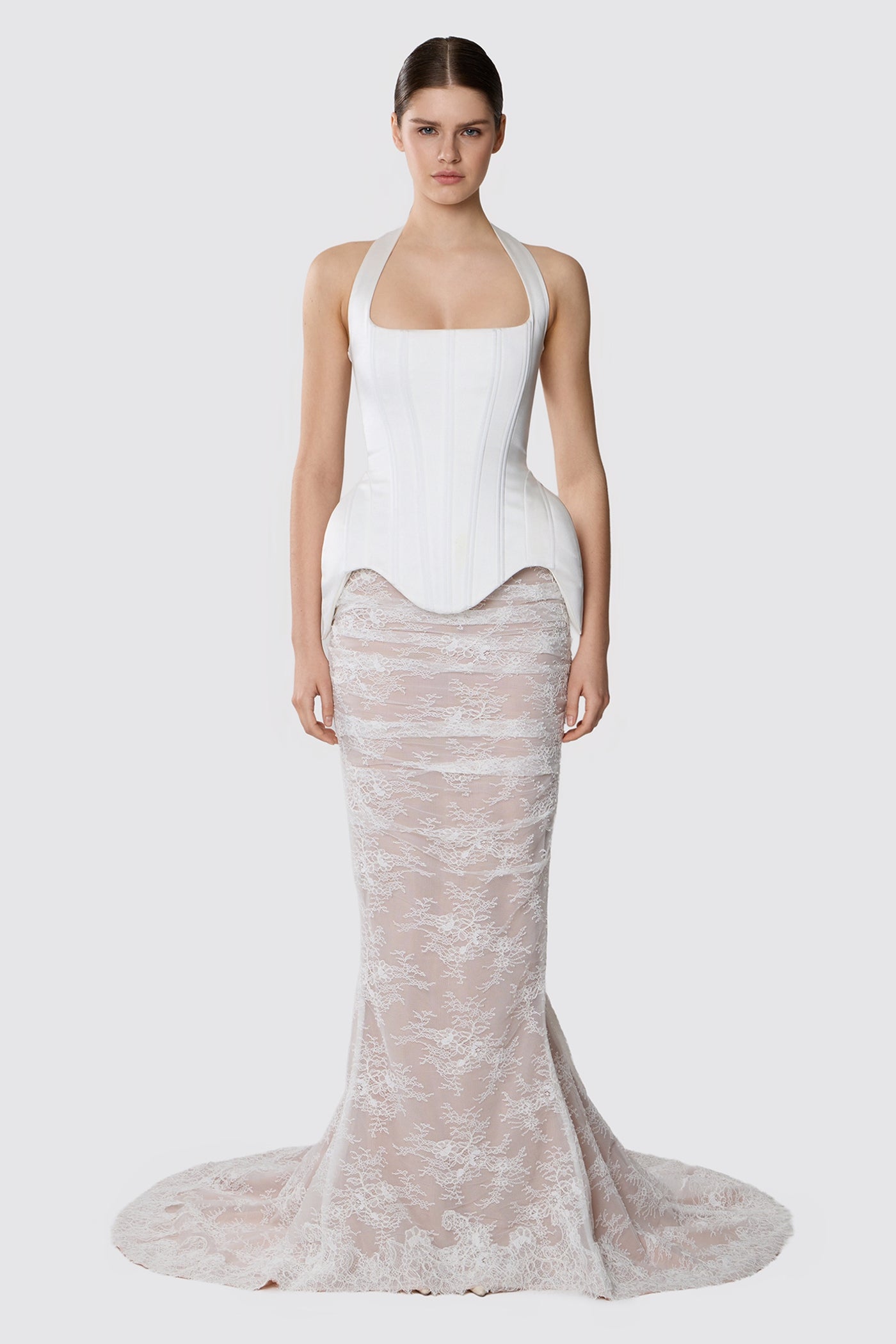 LACE MAXI SKIRT WITH FOLDS