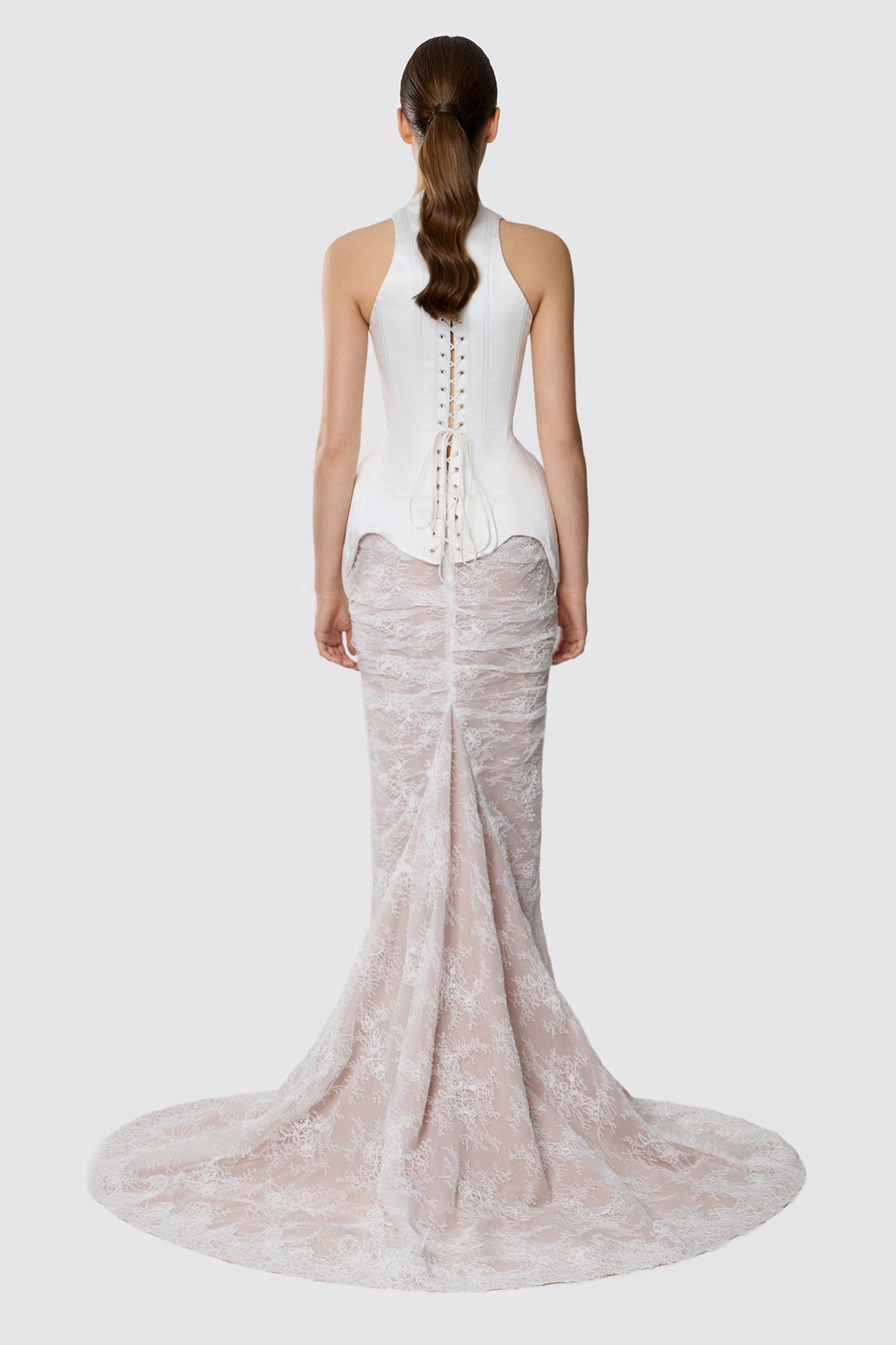 LACE MAXI SKIRT WITH FOLDS