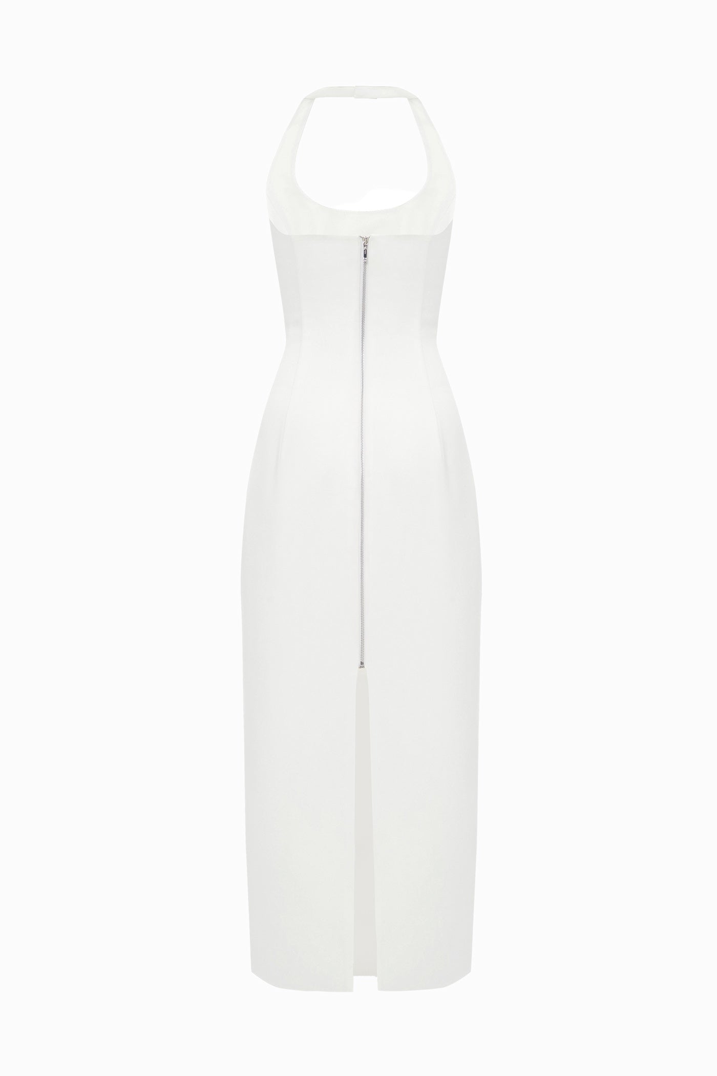HALTERNECK MATT SILK MIDI DRESS MILK