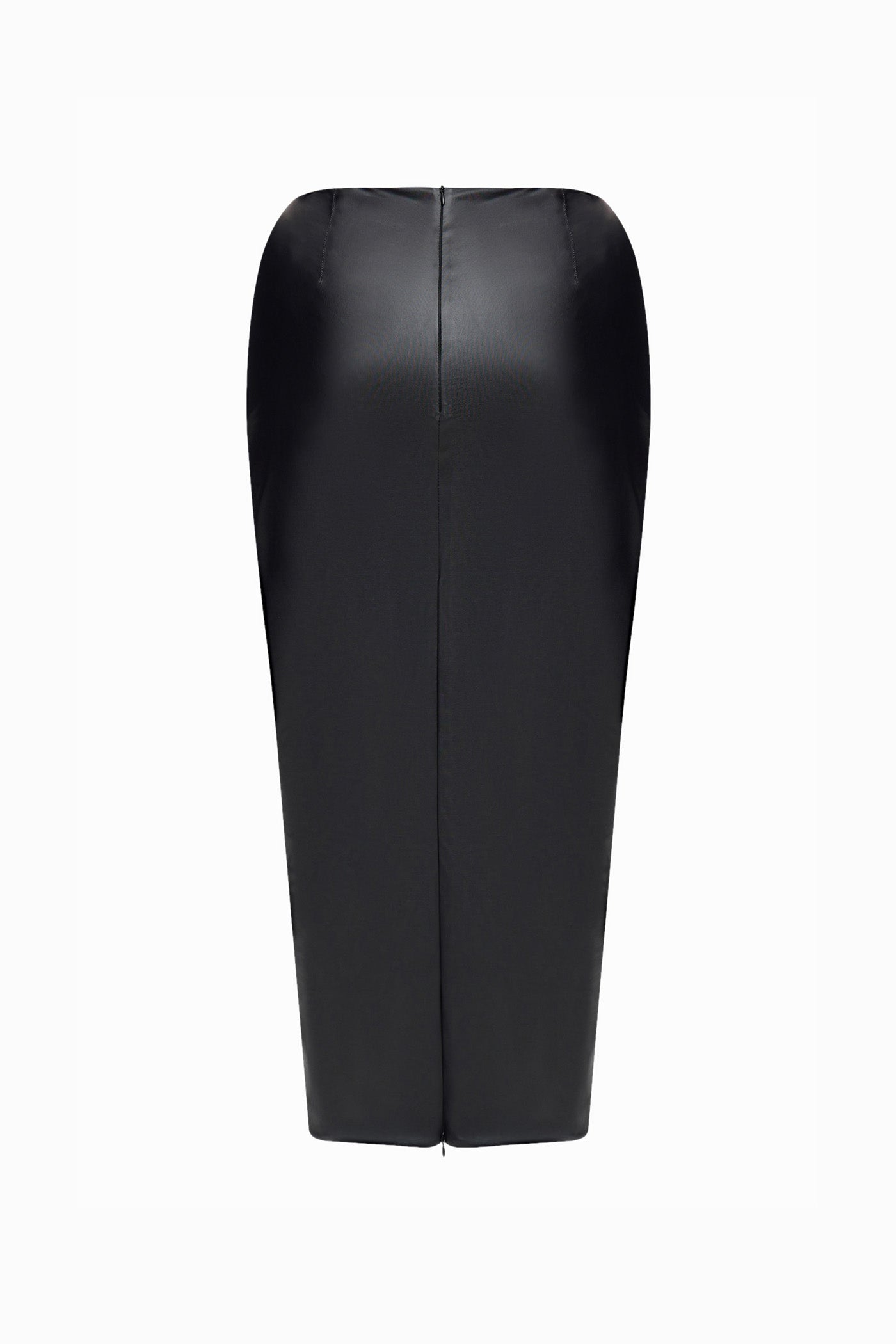 LEATHER MIDI SKIRT BLACK