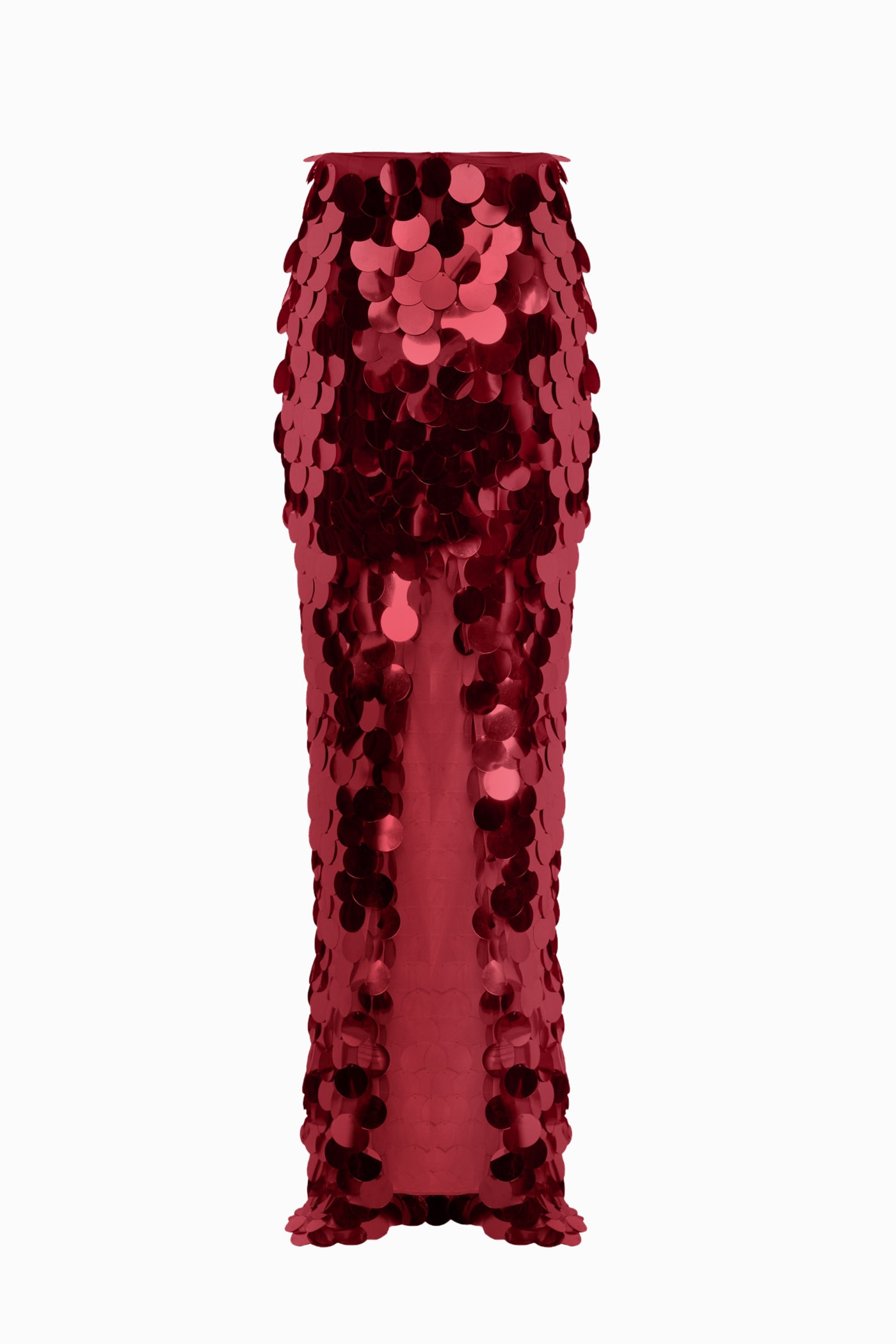 SEQUINED MAXI SKIRT BURGUNDY