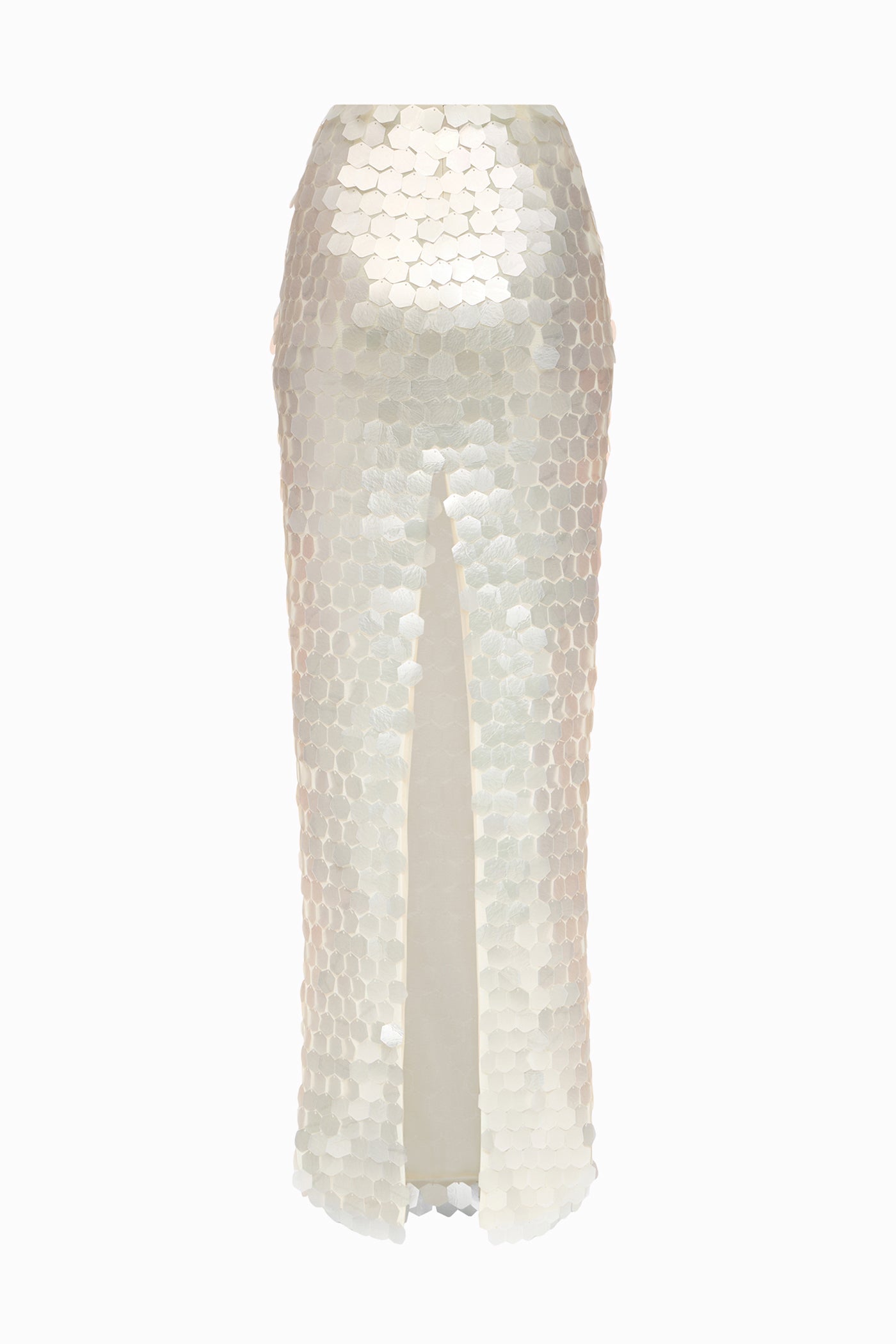 SEQUINED MAXI SKIRT WHITE