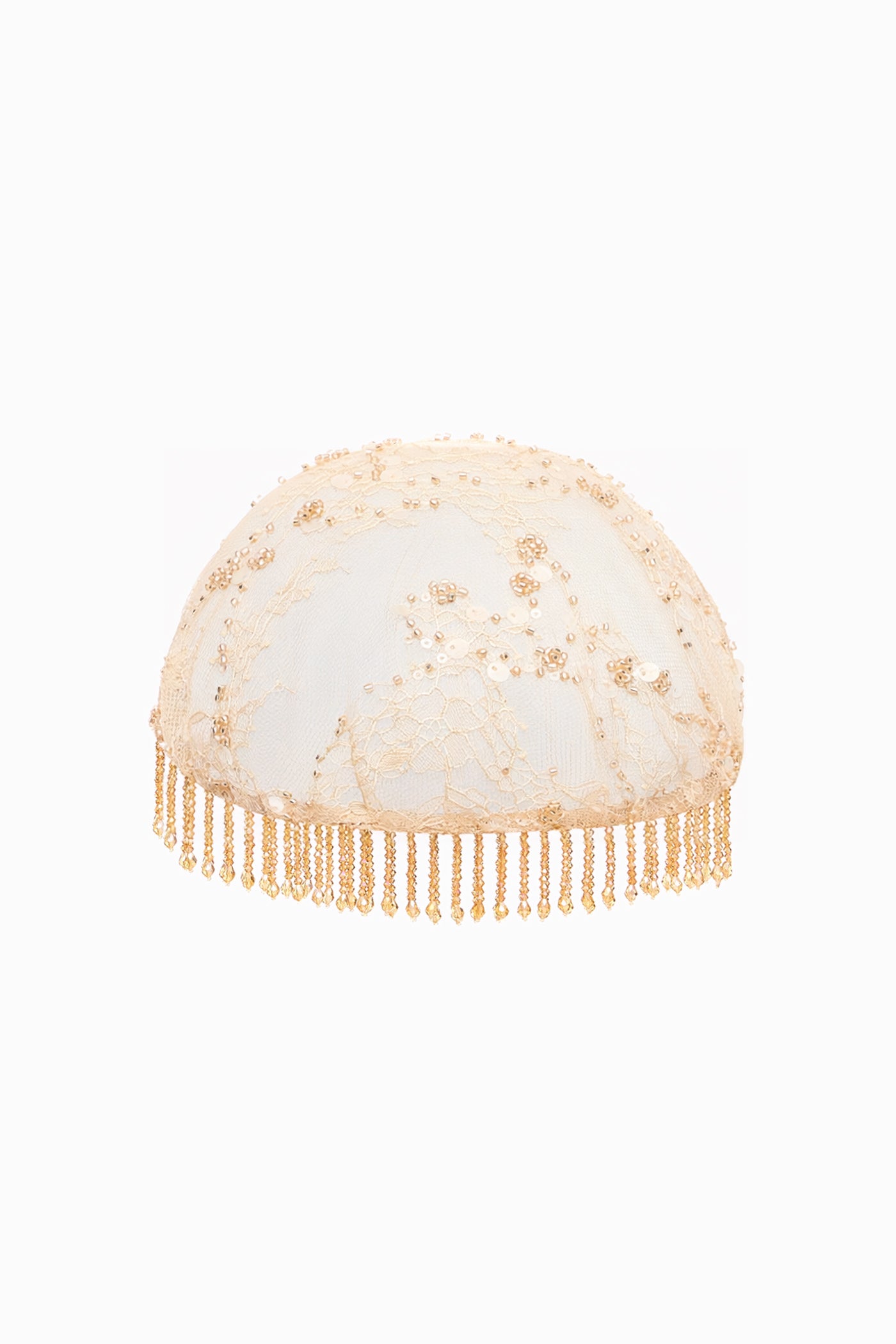 SEQUINED LACE HAT BEIGE