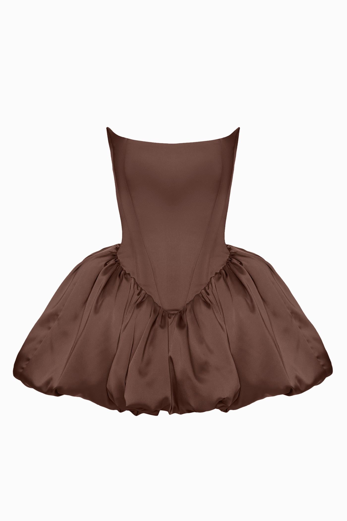 REBECCA TRANSFORMER CORSET TOP-TO-DRESS BROWN