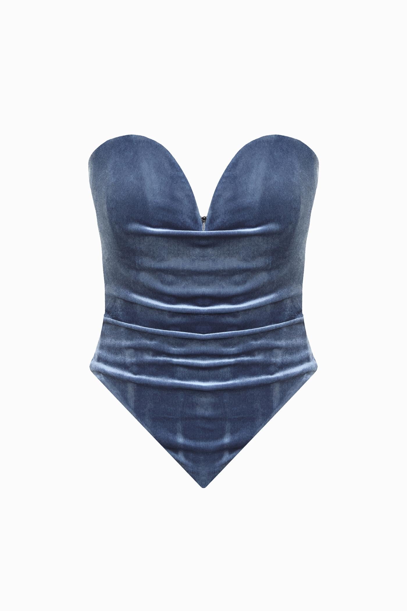 DAVINA VELVET CORSET IN BLUE