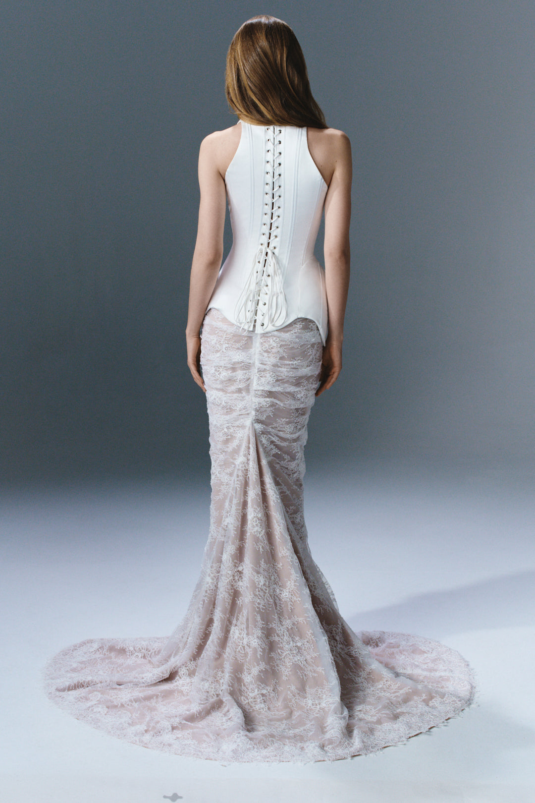 LACE MAXI SKIRT WITH FOLDS