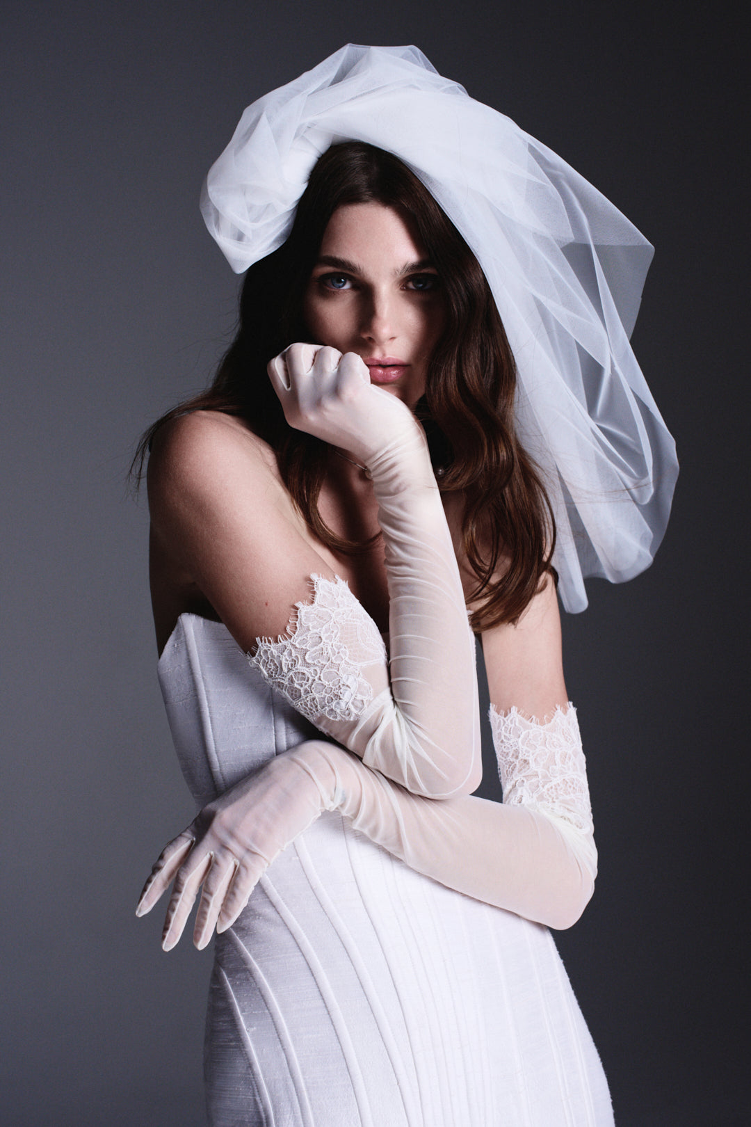 lace dress gloves LACE LONG GLOVES White