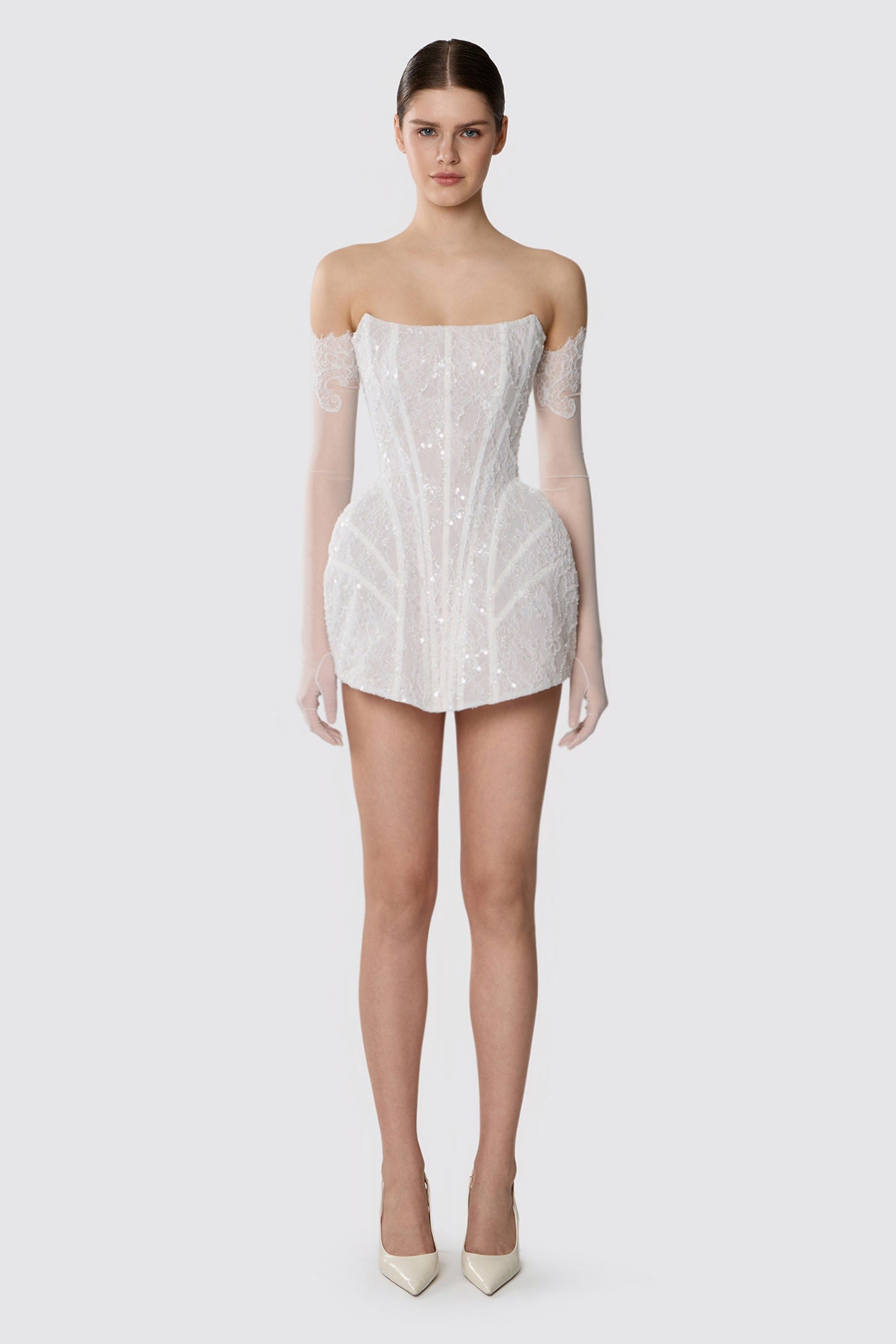 LACE LONG GLOVES White LACE LONG GLOVES White