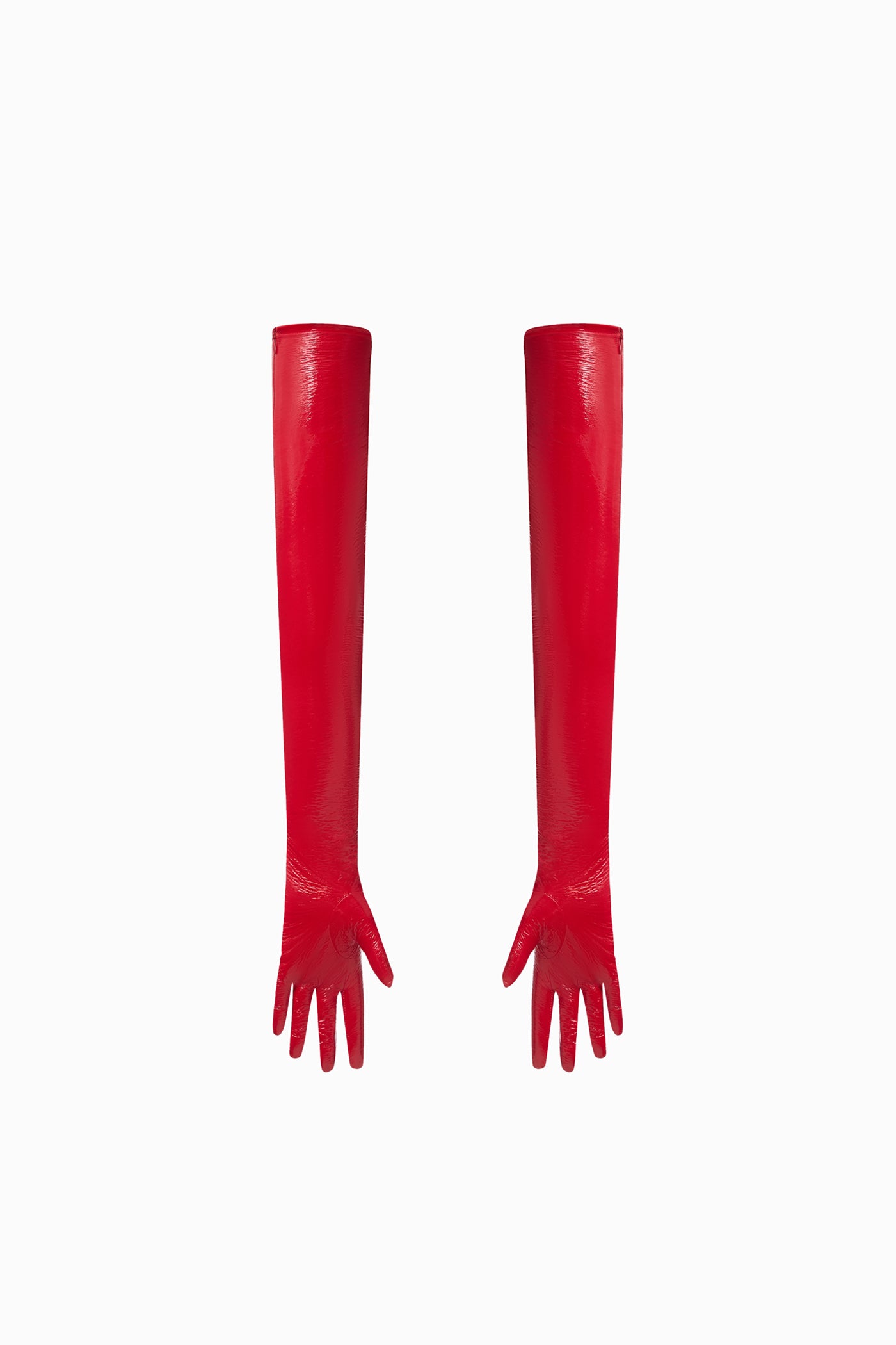 MEDIUM LACQUERED GLOVES IN RED