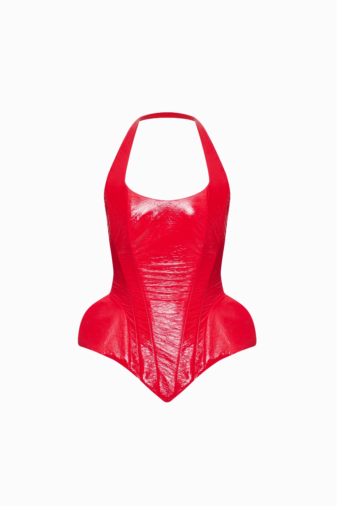 HALTERNECK LACQUE CORSET RED