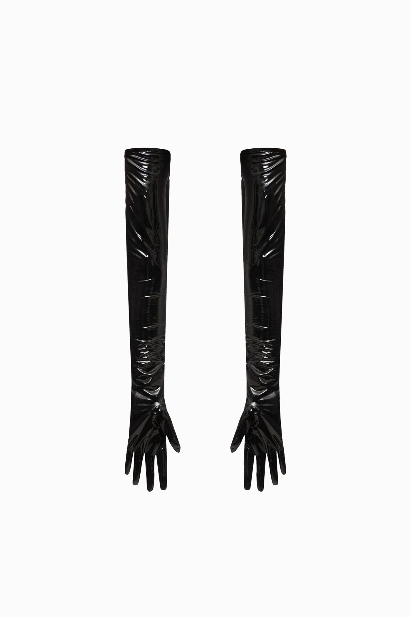 LONG LACQUERED GLOVES IN BLACK