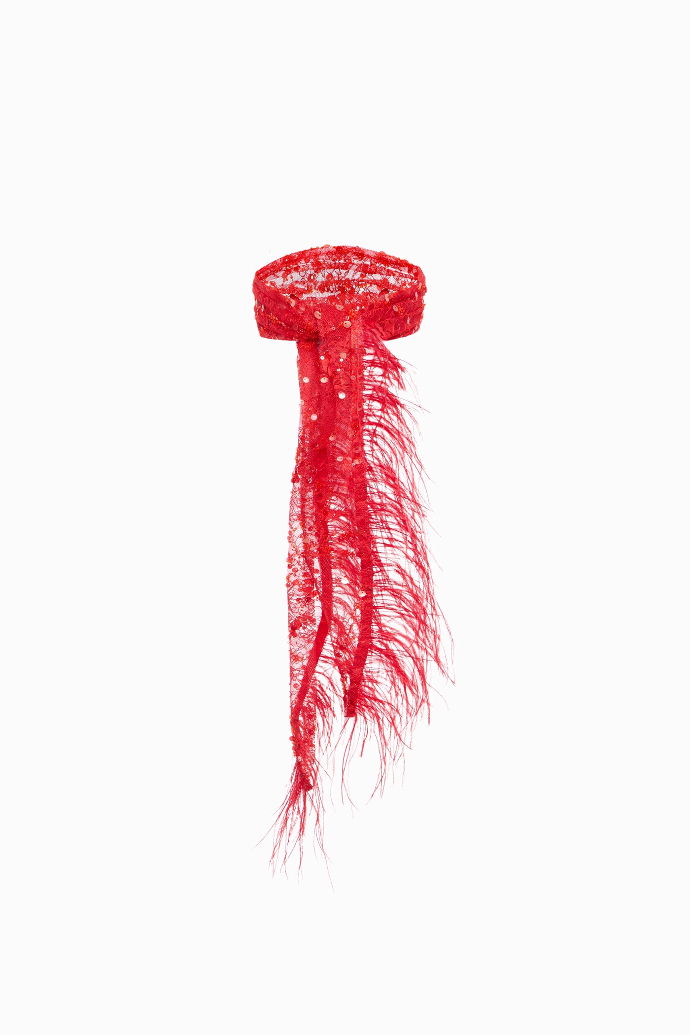 FEATHERED LACE BAND RED