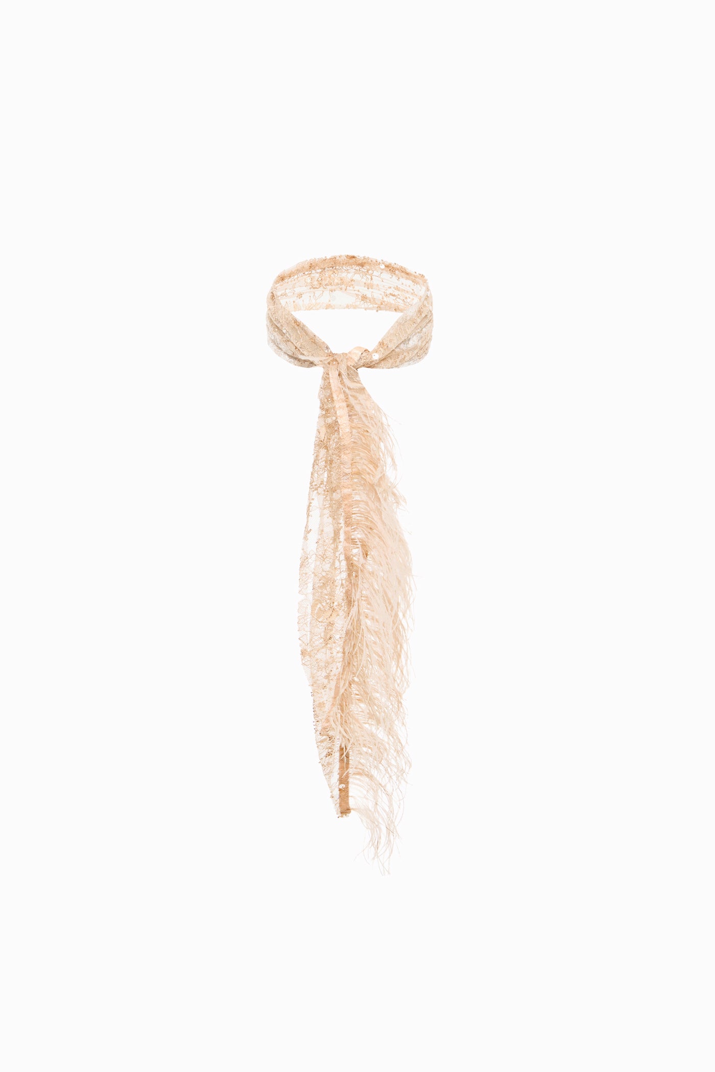 FEATHERED LACE BAND BEIGE
