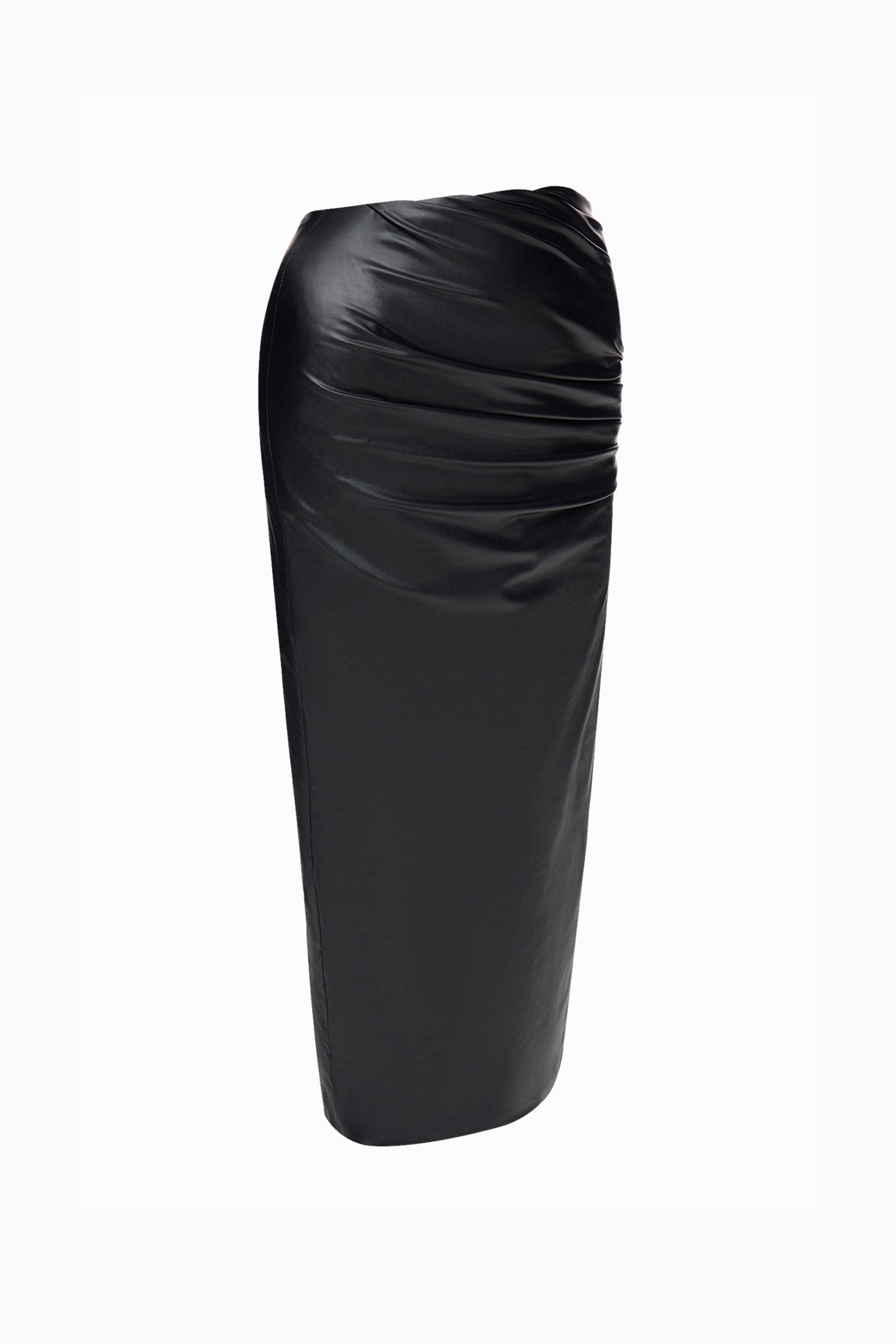 LEATHER MIDI SKIRT BLACK