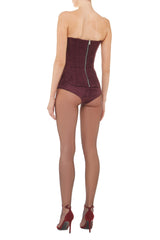TWO-SIDED TIBI LEATHER CORSET BURGUNDY