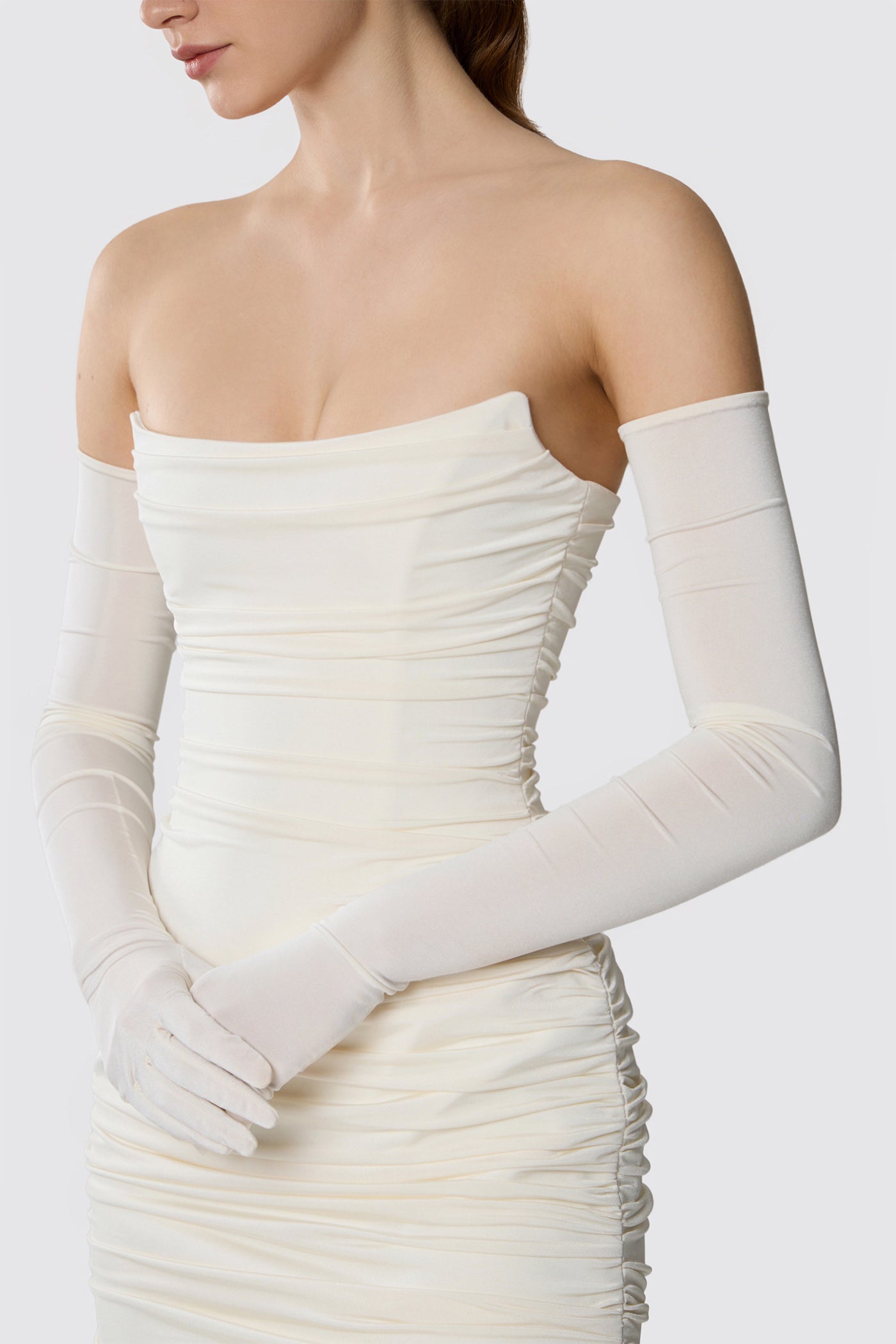 LONG STRETCH GLOVES WHITE