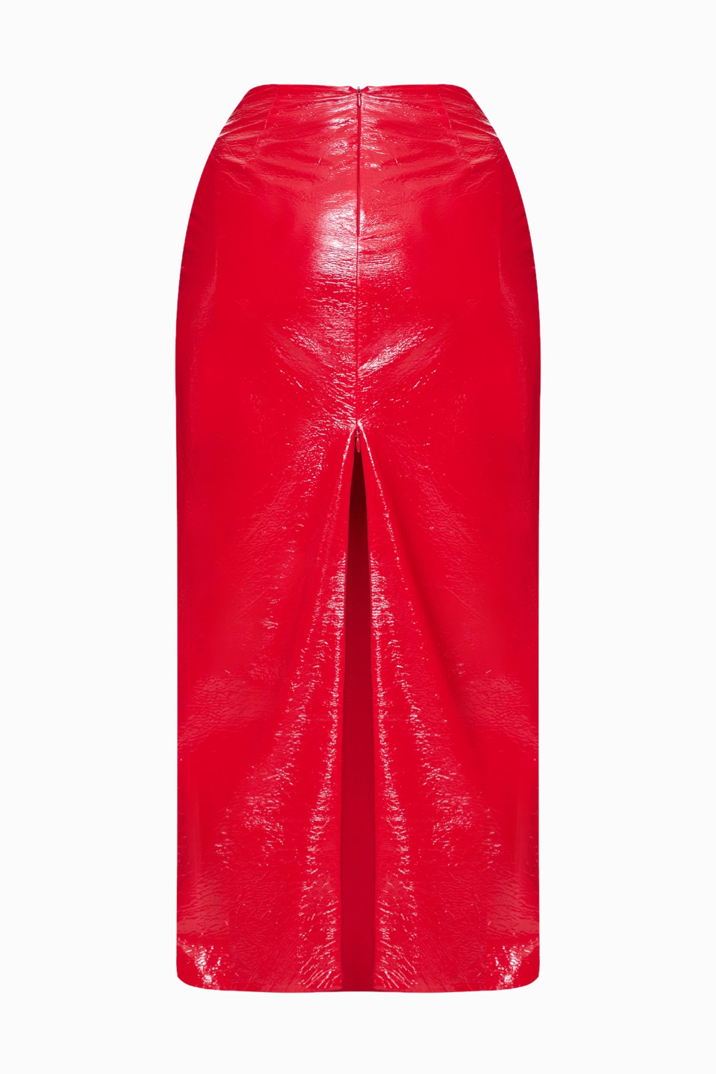 LACQUE MIDI SKIRT RED