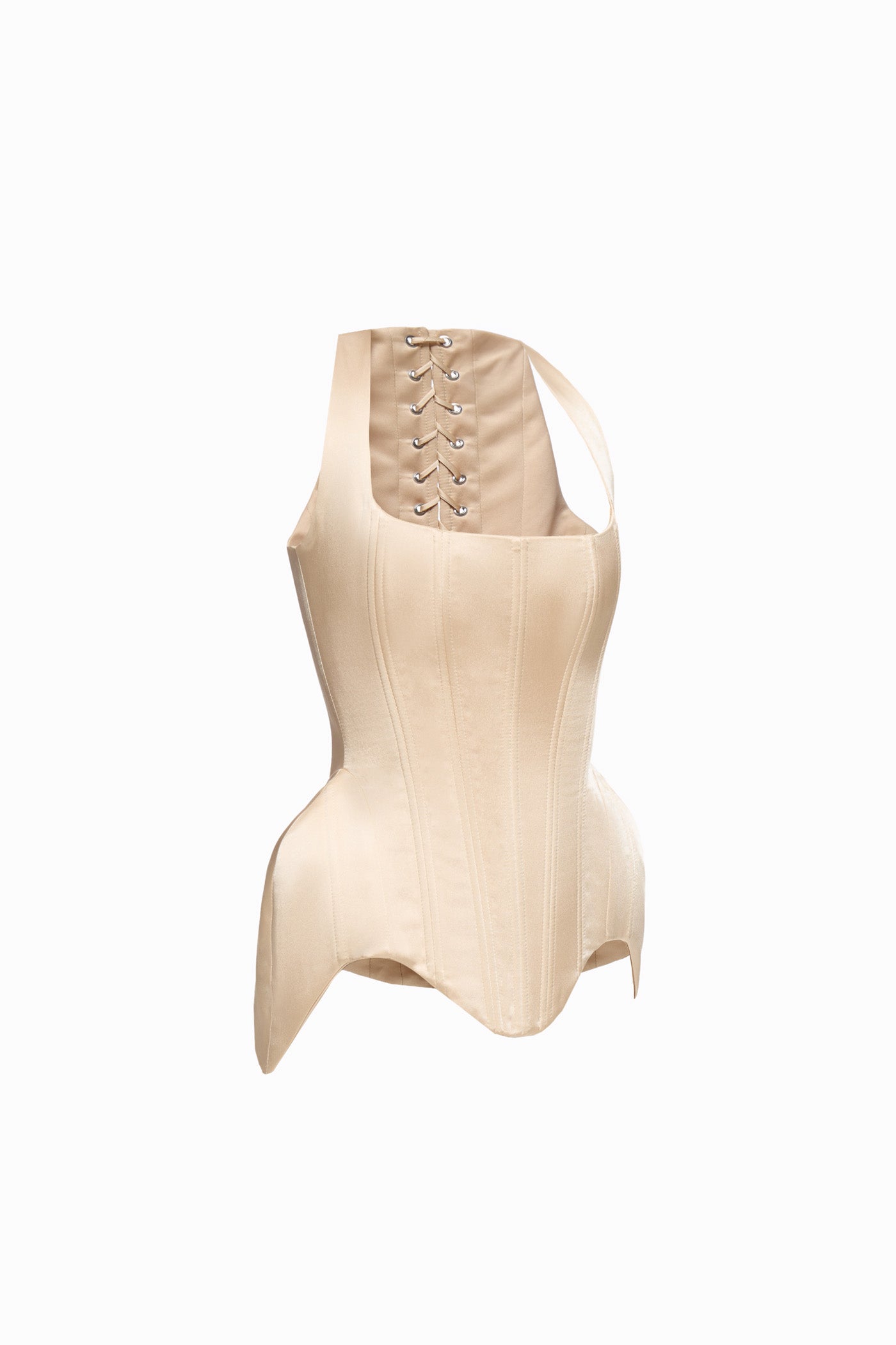 SOFT SATIN CORSET WITH LACING BEIGE