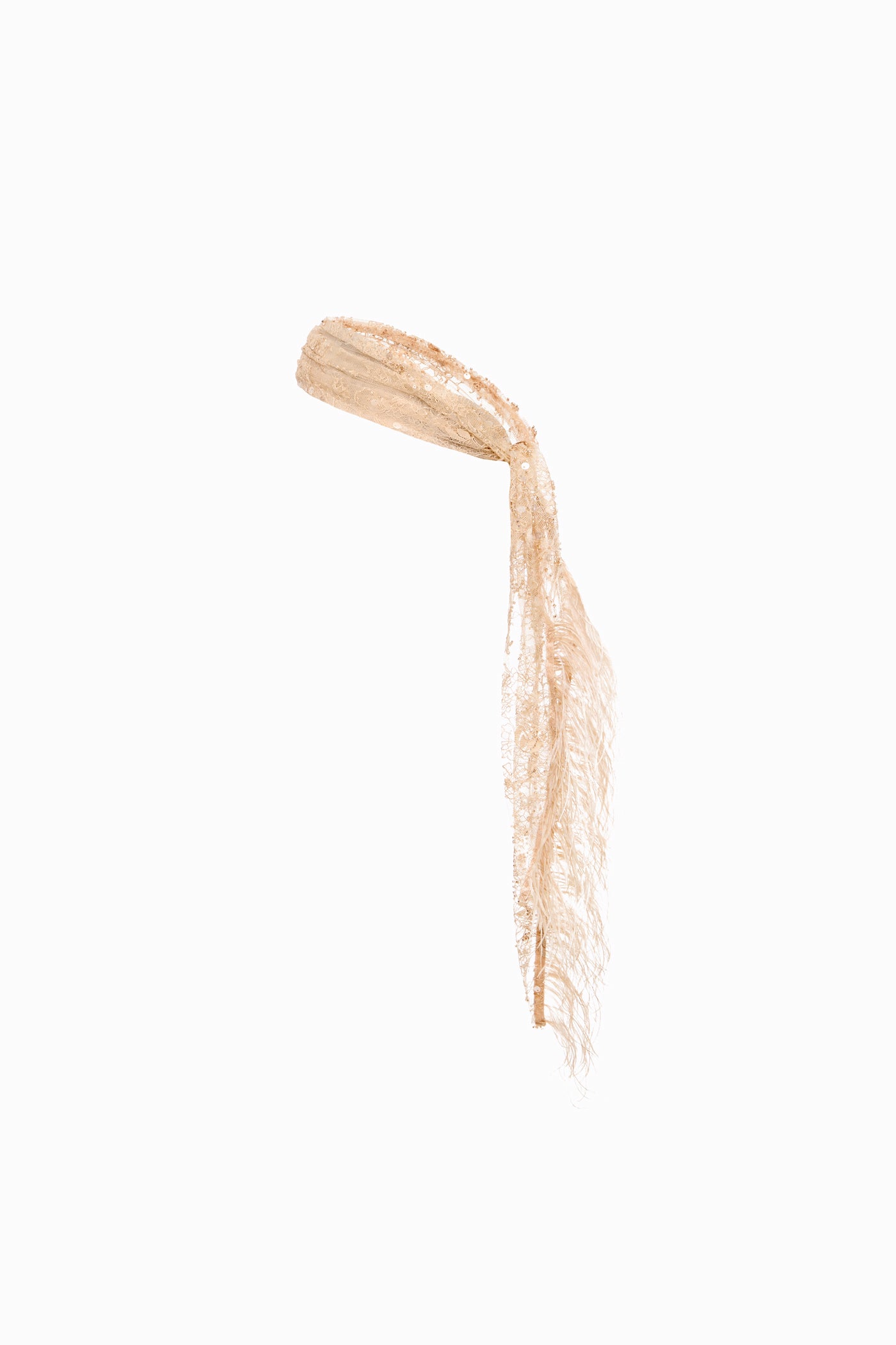 FEATHERED LACE BAND BEIGE