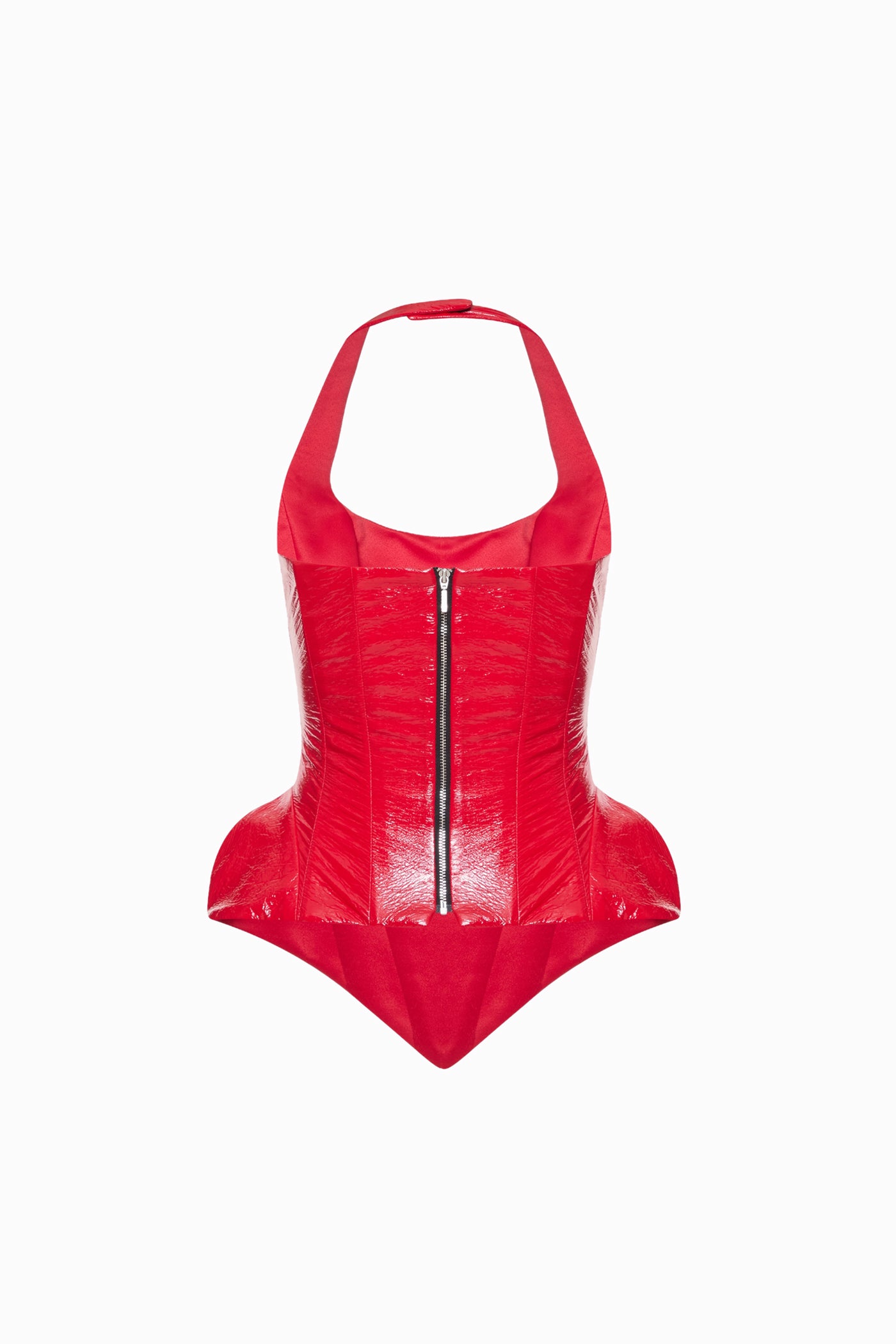 HALTERNECK LACQUE CORSET RED