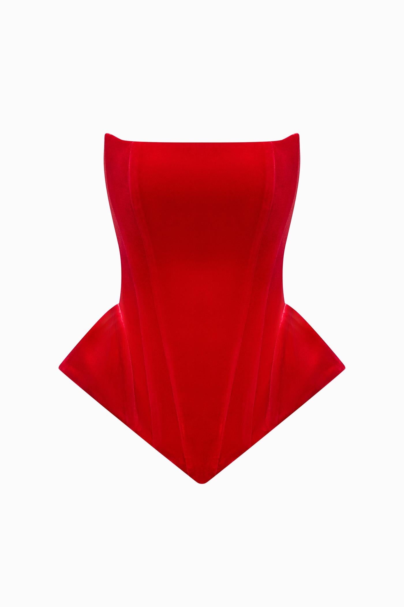 EVA VELVET CORSET IN RED