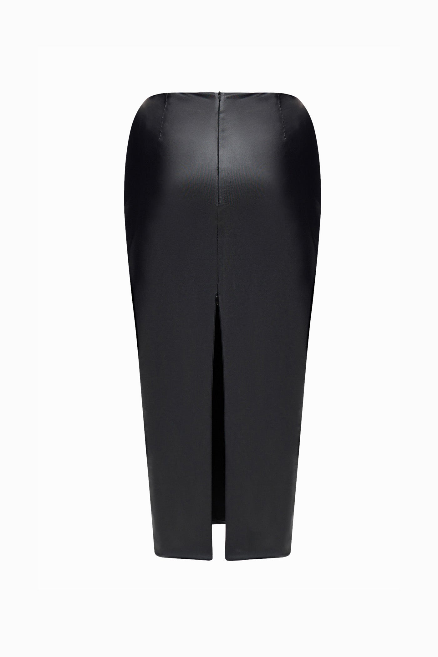 LEATHER MIDI SKIRT BLACK
