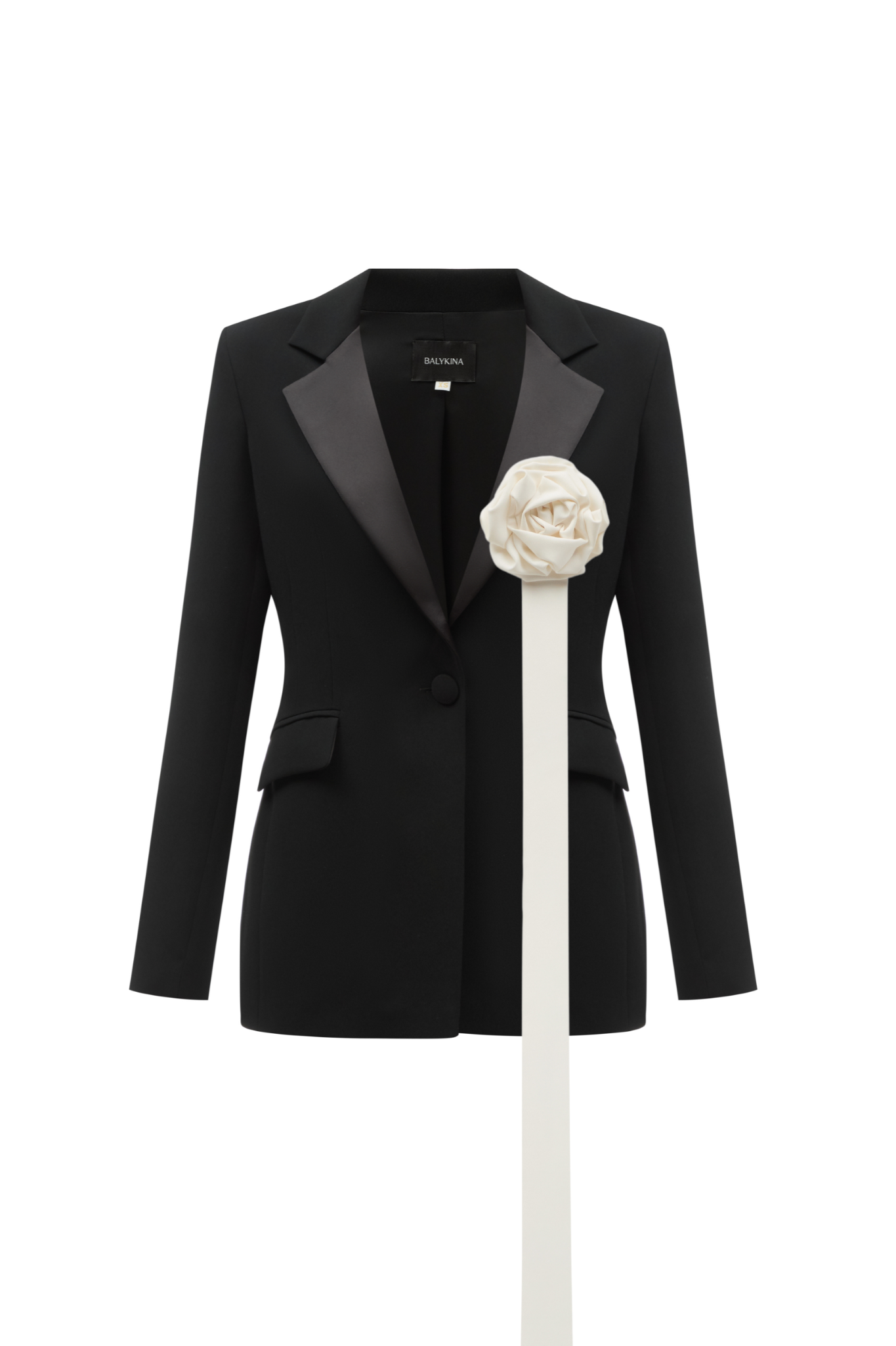 MATT SILK JACKET WITH REMOVABLE ROSIE BROOCH