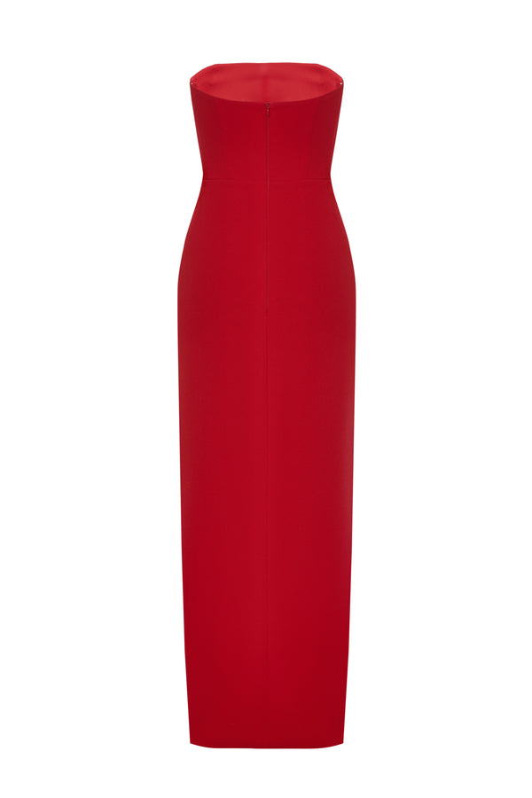 MAXI DRESS WITH A CUT RED