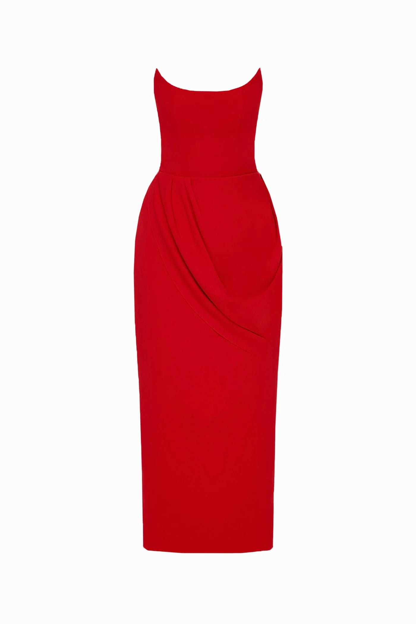 ANASTASIA MATT SILK MIDI DRESS RED