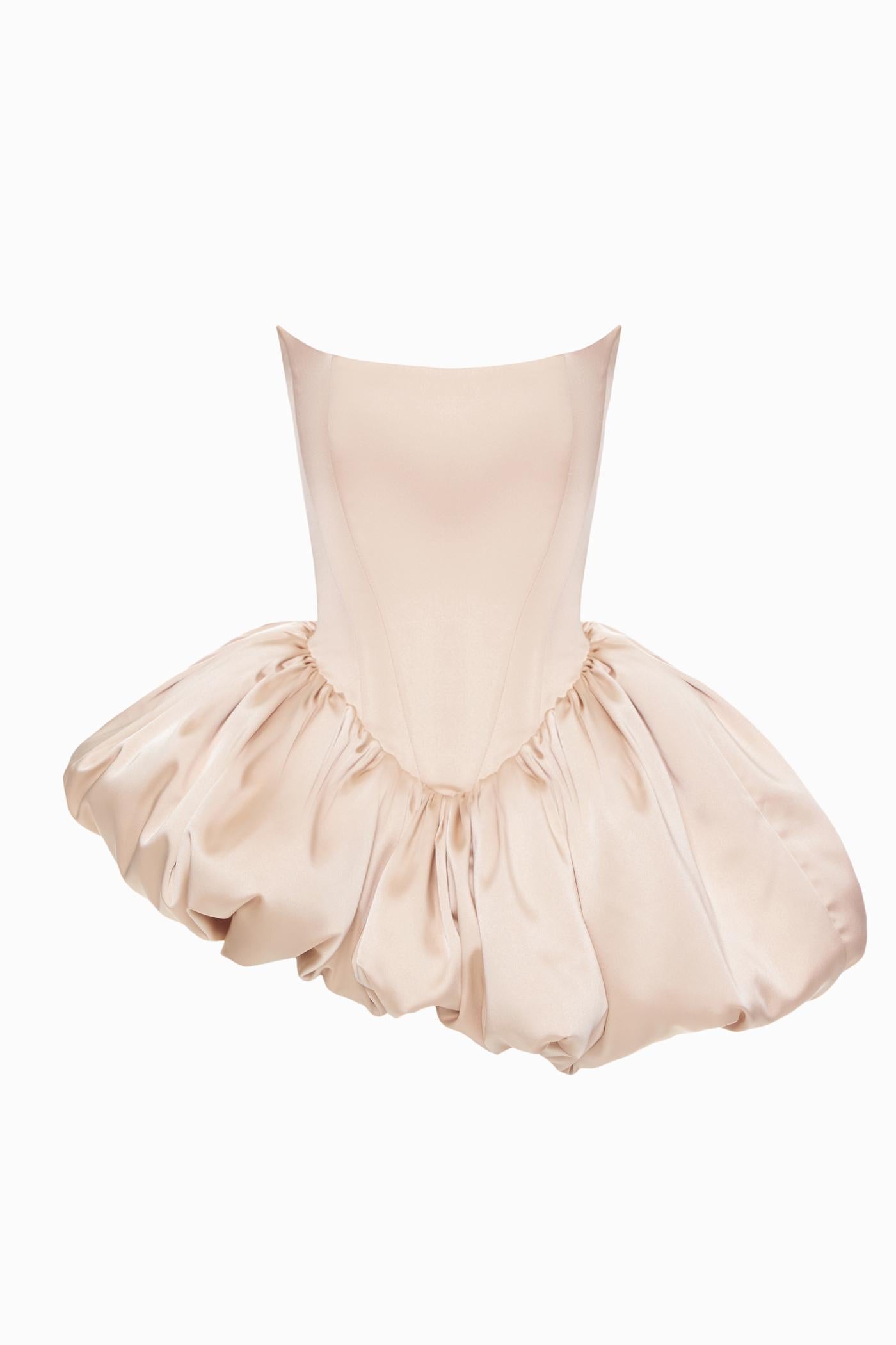 REBECCA TRANSFORMER SILK CORSET TOP-TO-DRESS BEIGE